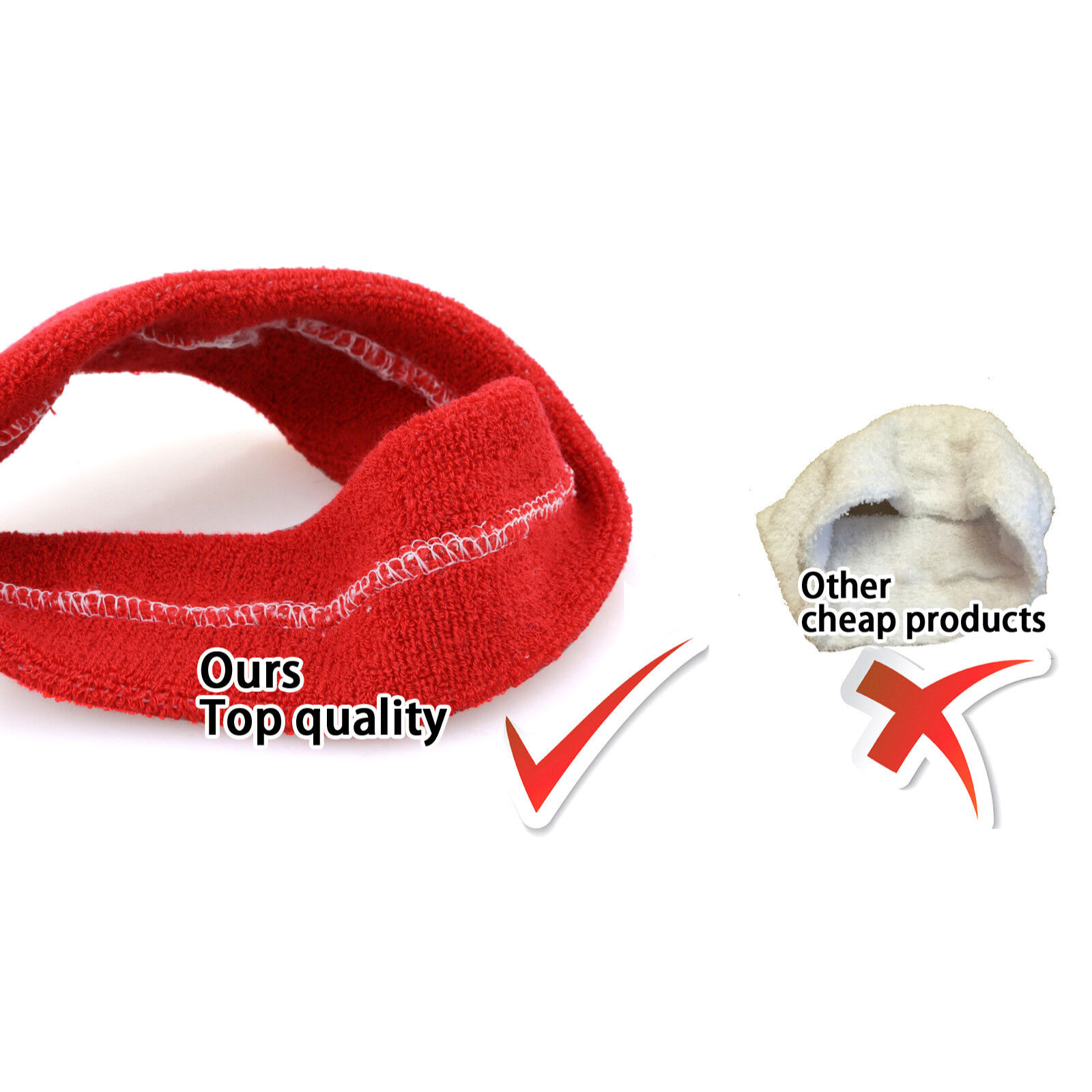 Sport Tennis Badminton Yoga Cotton Red Wristbands Headband Sweatbands