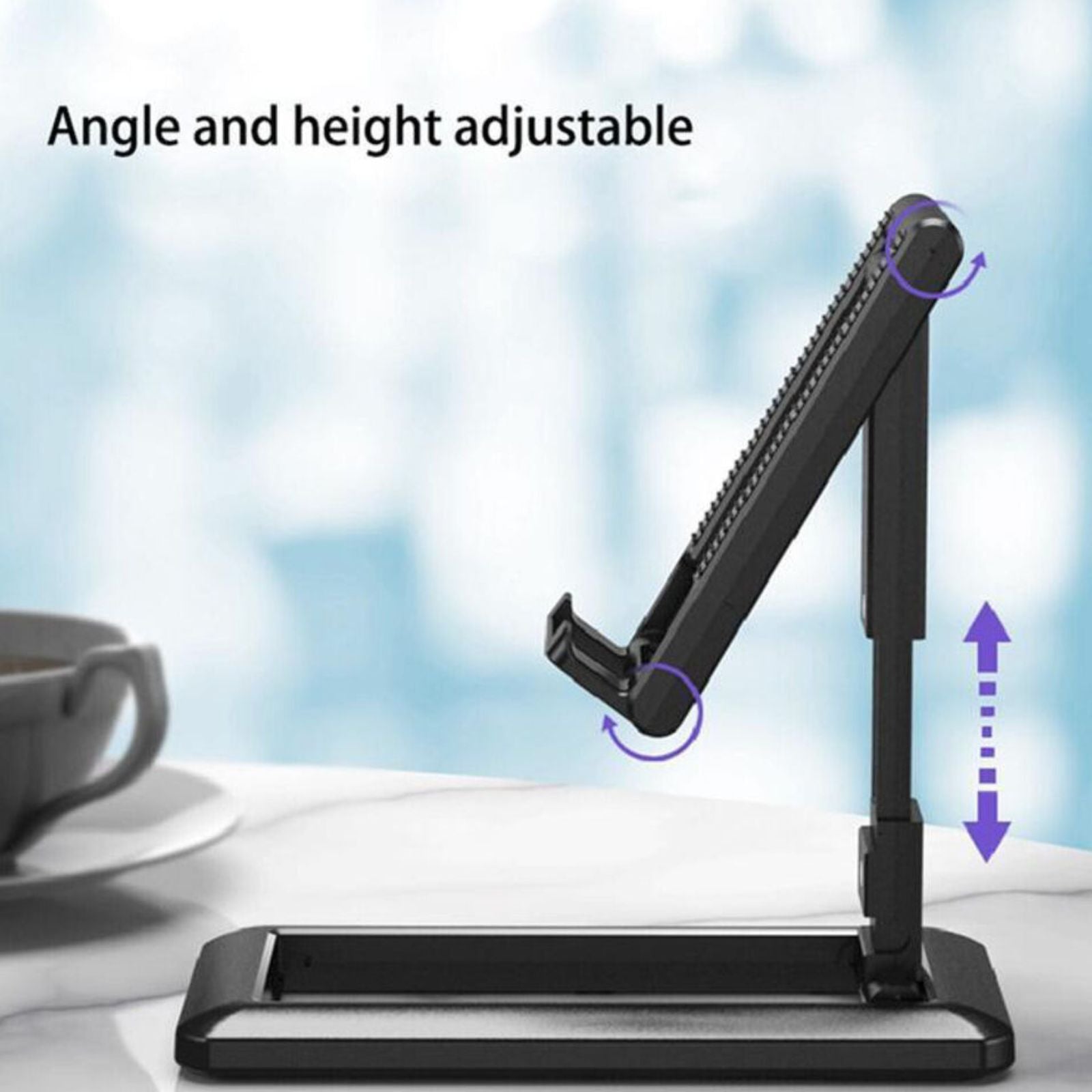 Mobile Phone Tablet Black Desk Stand Universal Foldable Adjustable Holder