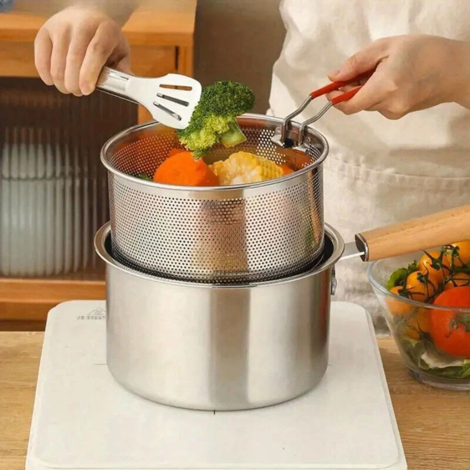 Small Fryer Pot Durable Stainless Steel Deep Fryer for Home