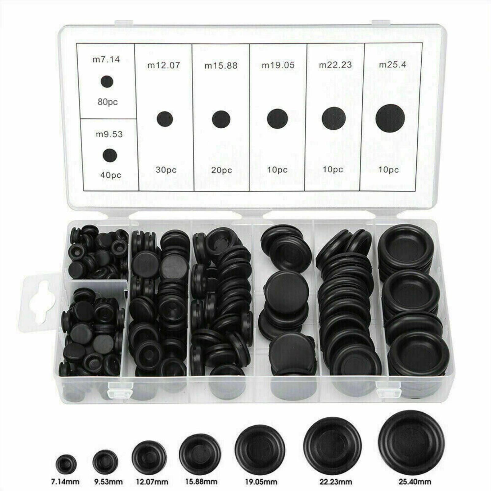Grommet Assortment Set 7 Popular Sizes Auto Rubber Fastener Blanking Kit