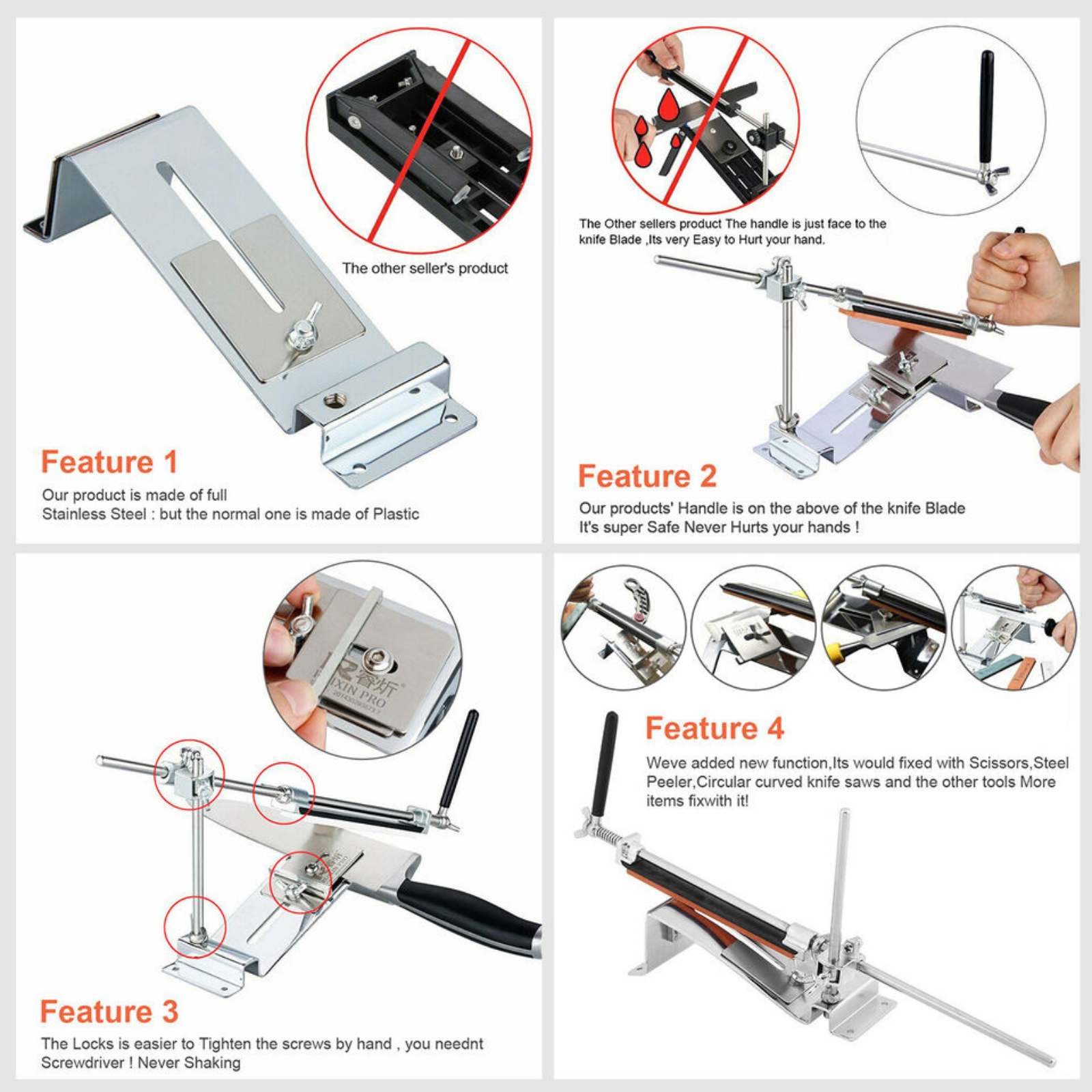 Knife Sharpener Fix-angle With 4 Stones Professional Kitchen Sharpening System