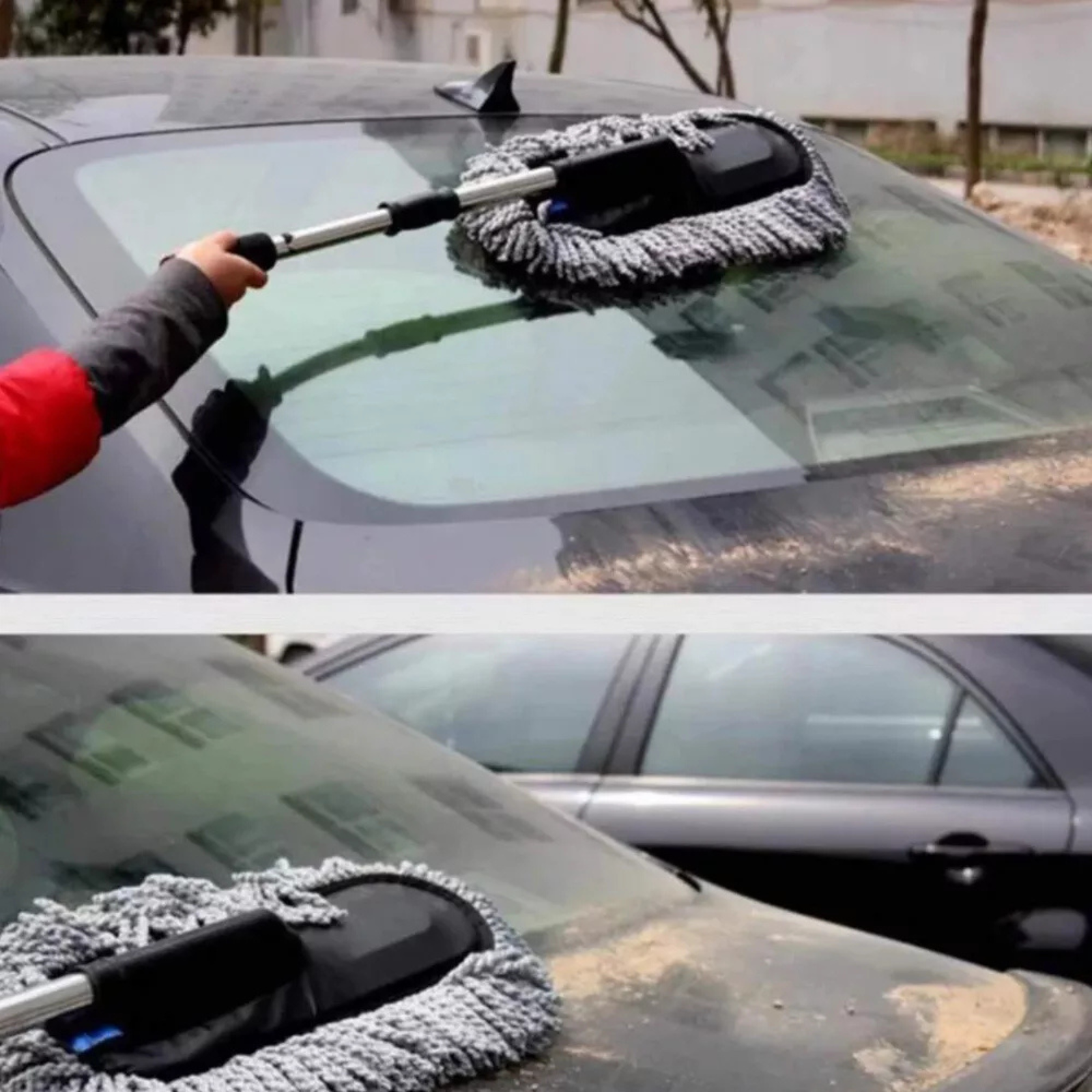Brush Dusting Dust Wax Mop Microfiber Grey Telescoping Brush