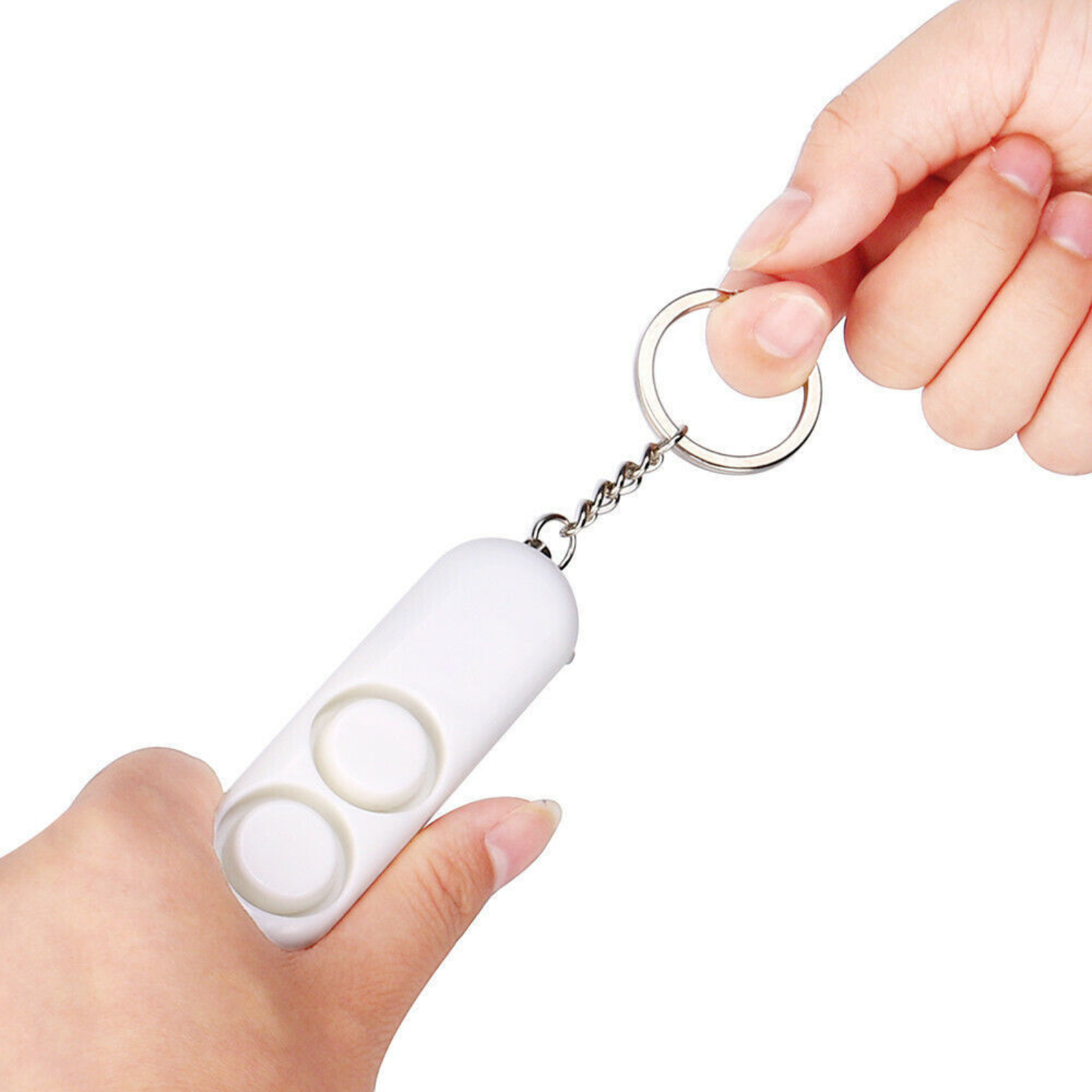 Emergency Keyring 120dB Personal Alarm Safety Keychain Panic Security White