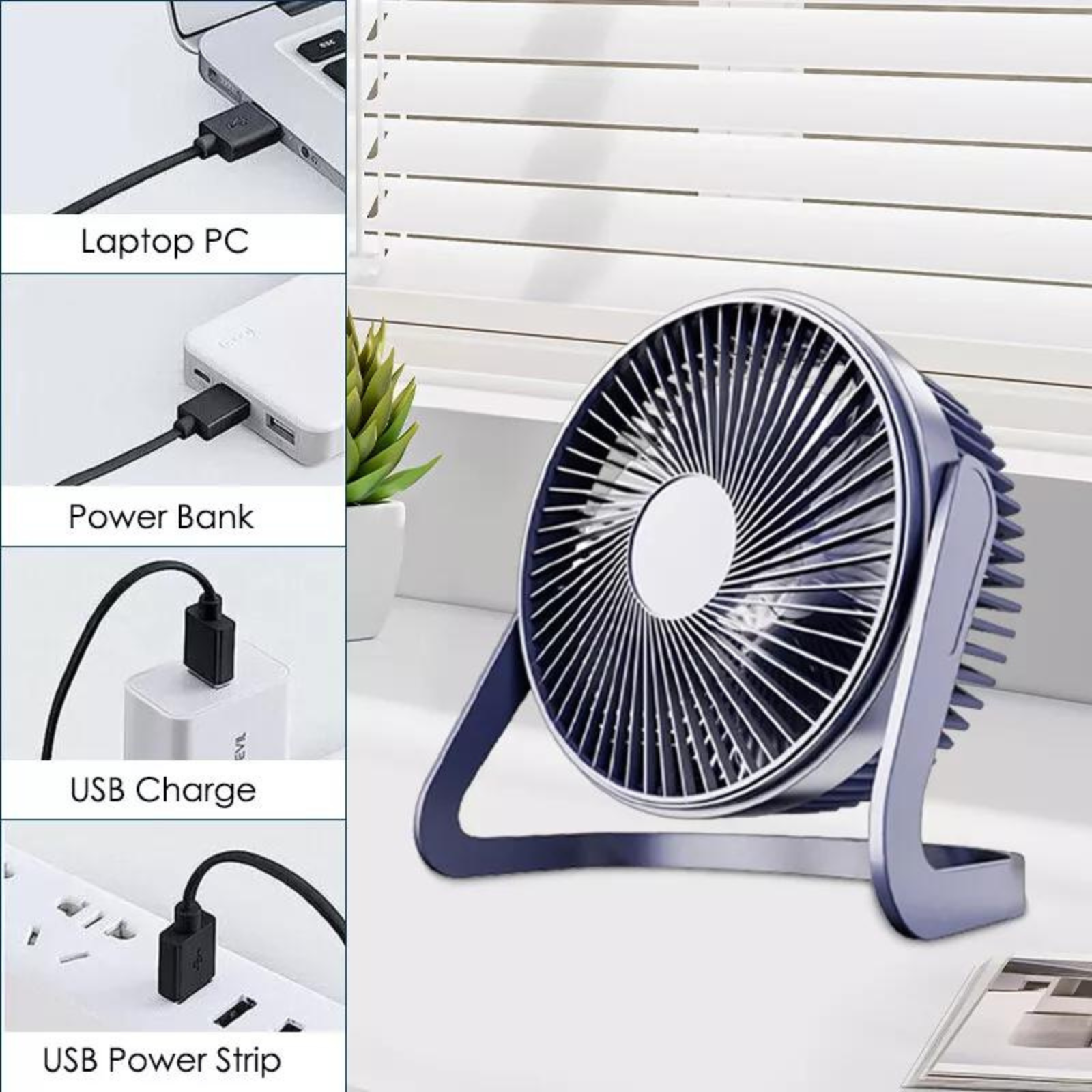 360° USB Fan Portable Desk Fan 8Inch USB Powerful Silent Cooling