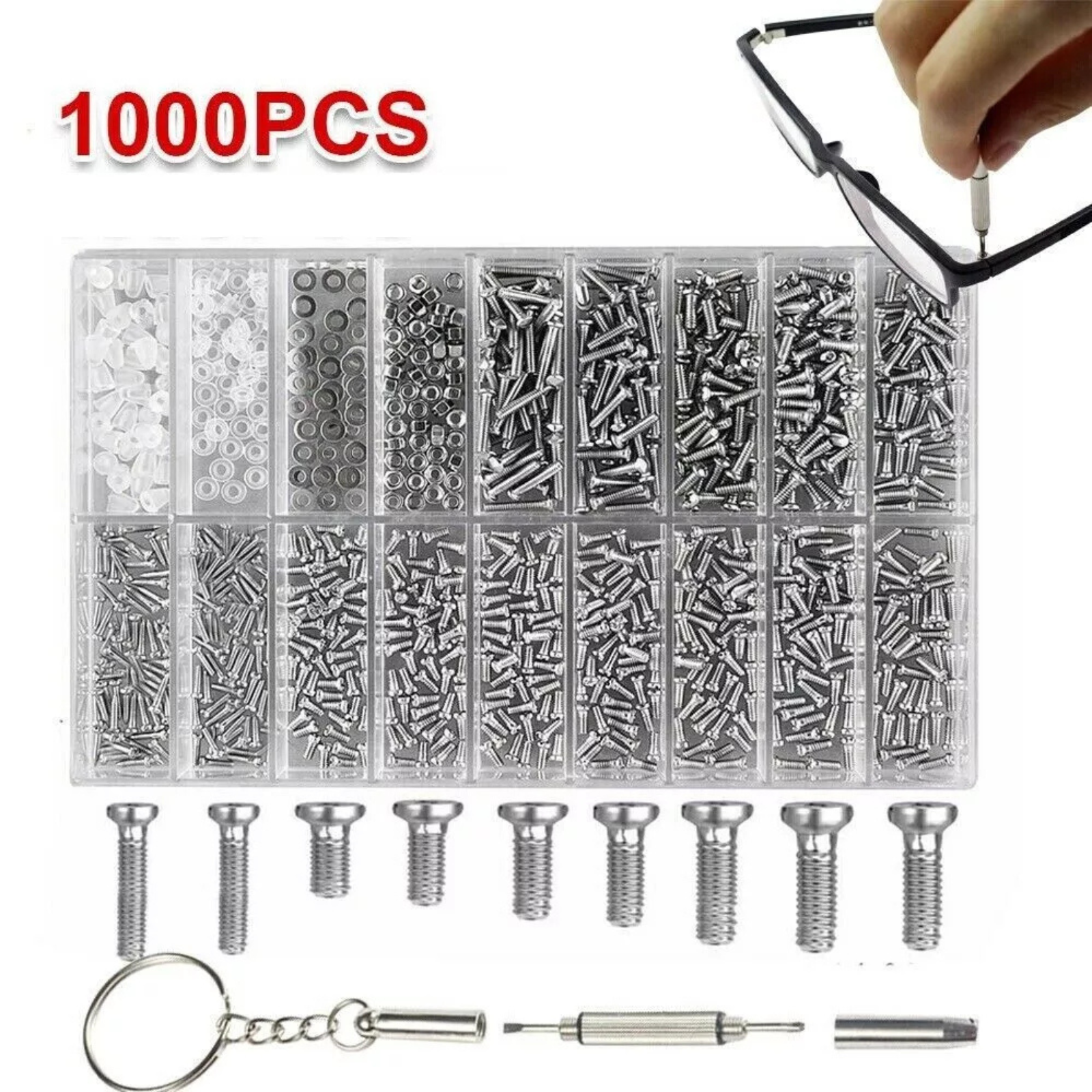 Eyeglass Glasses Watch Screwdriver Kit Set Screws Nuts 1000PCS Tiny Repair