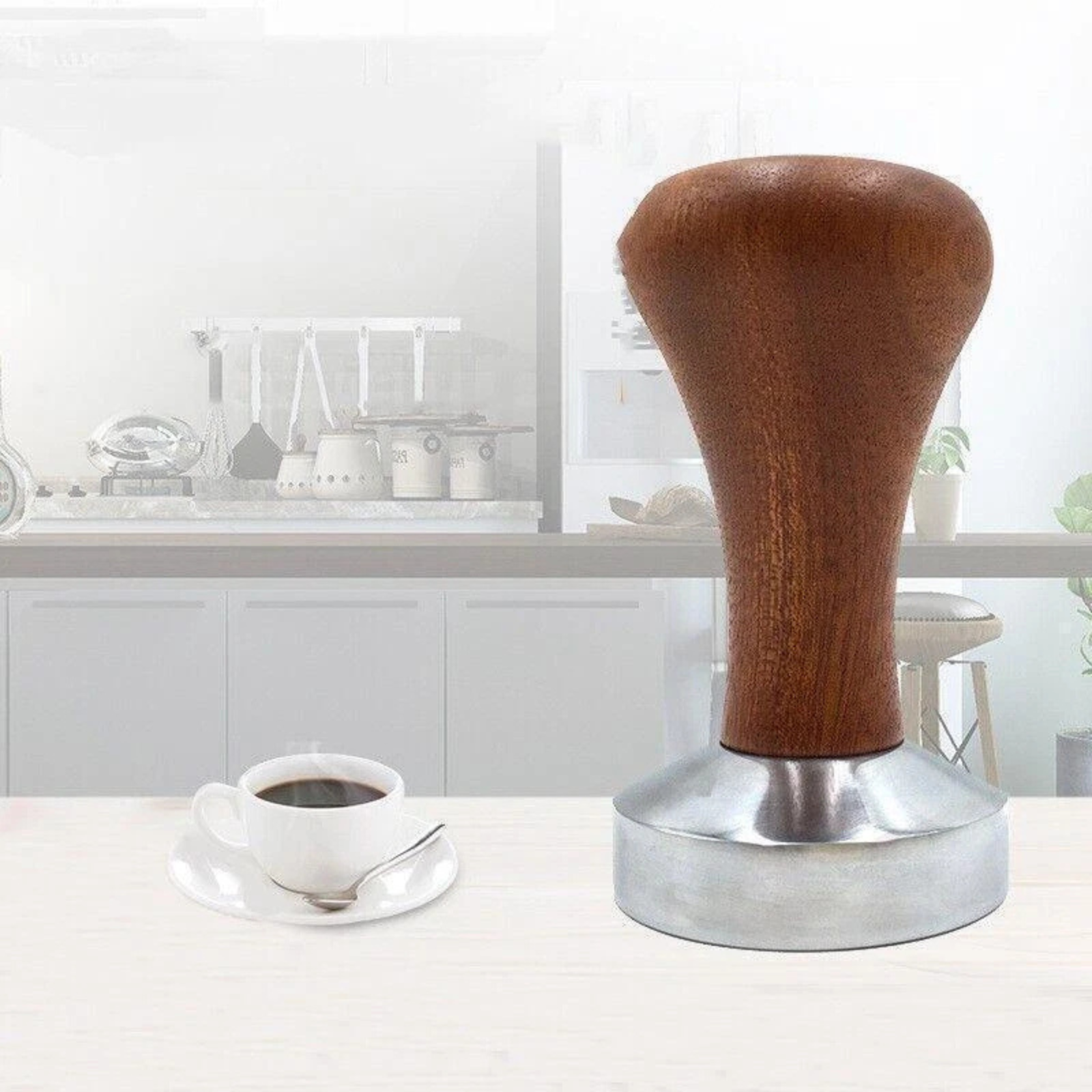 Wooden Handle Barista Espresso Grinder 51mm Stainless Coffee Tamper