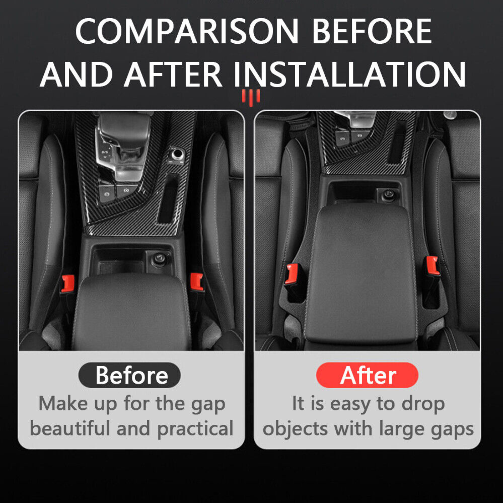 Universal PU Soft Holster Blocker Pad 2PCS Car Seat Gap Filler Spacer Auto