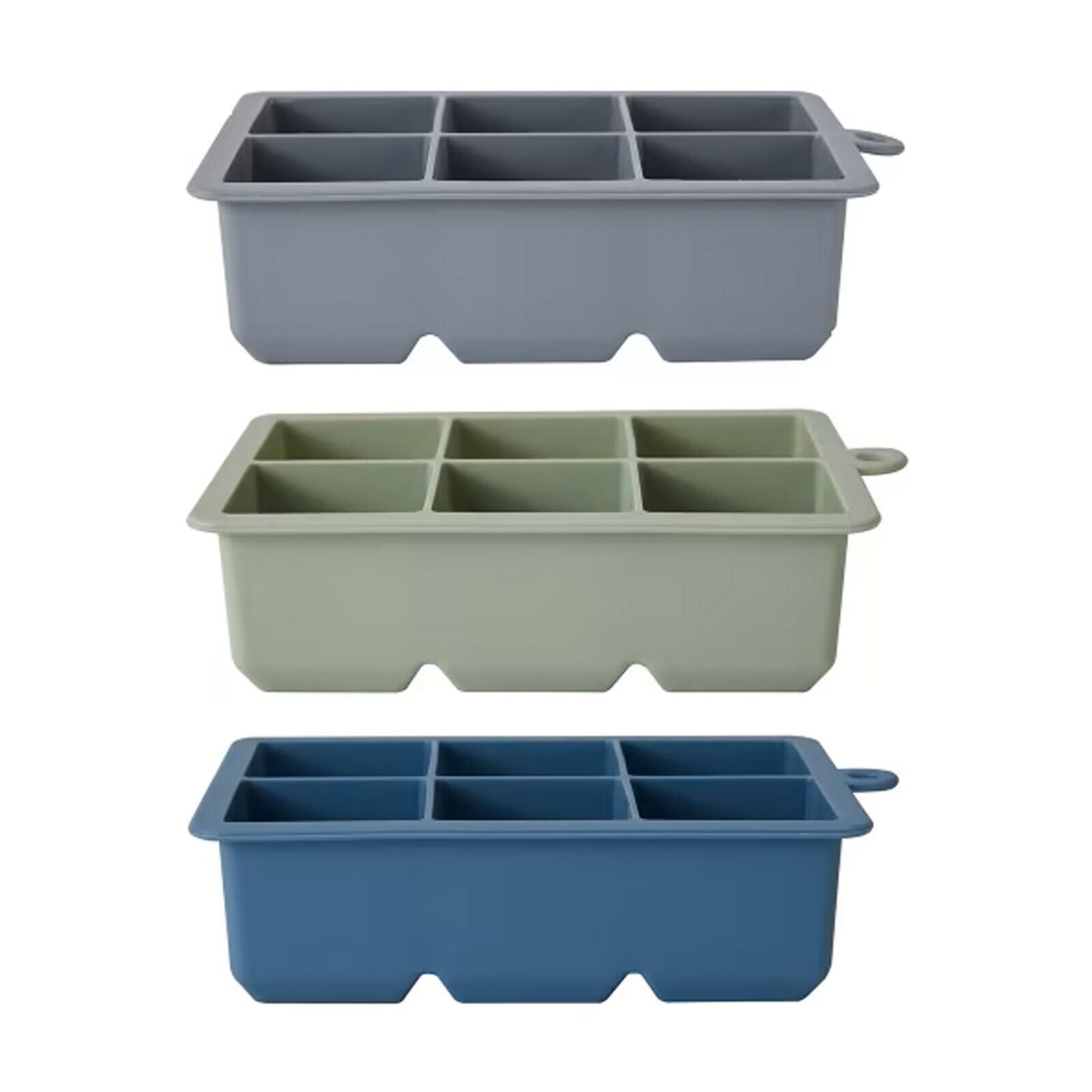 Giant Ice Cube Tray Assorted 6 Square Mould Silicone Large Size Jumbo