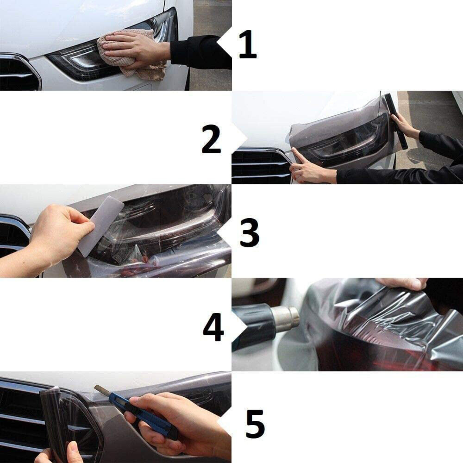 2Mx30CM Car Headlight Tint Wrap Light Smoke Black Tail Fog Light Vinyl Wrap Kit