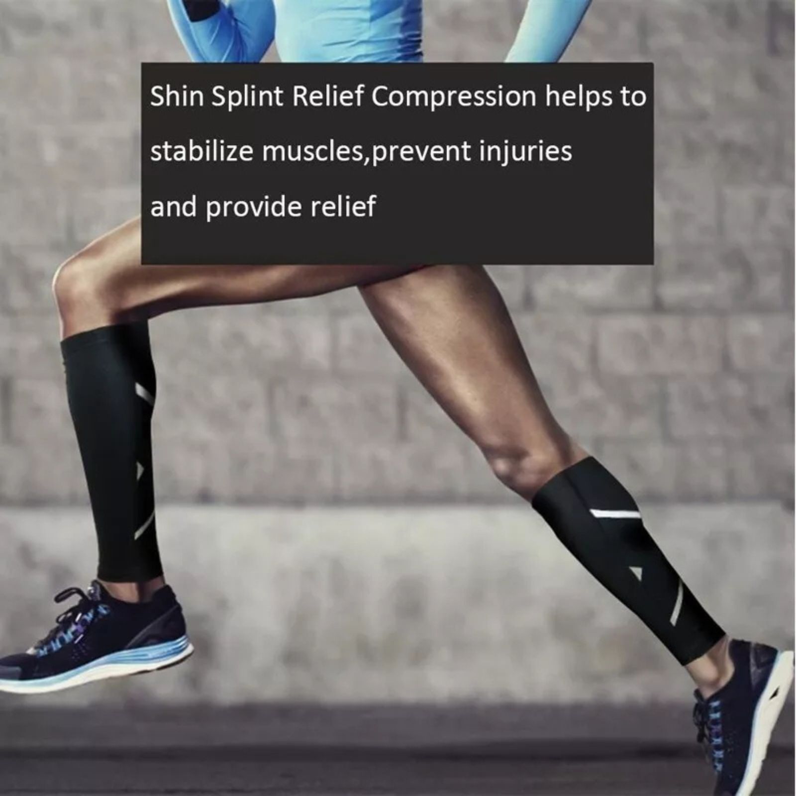 Pain Relief Gym Running Leg Brace Support Compression Calf Sleeve Black M 1x