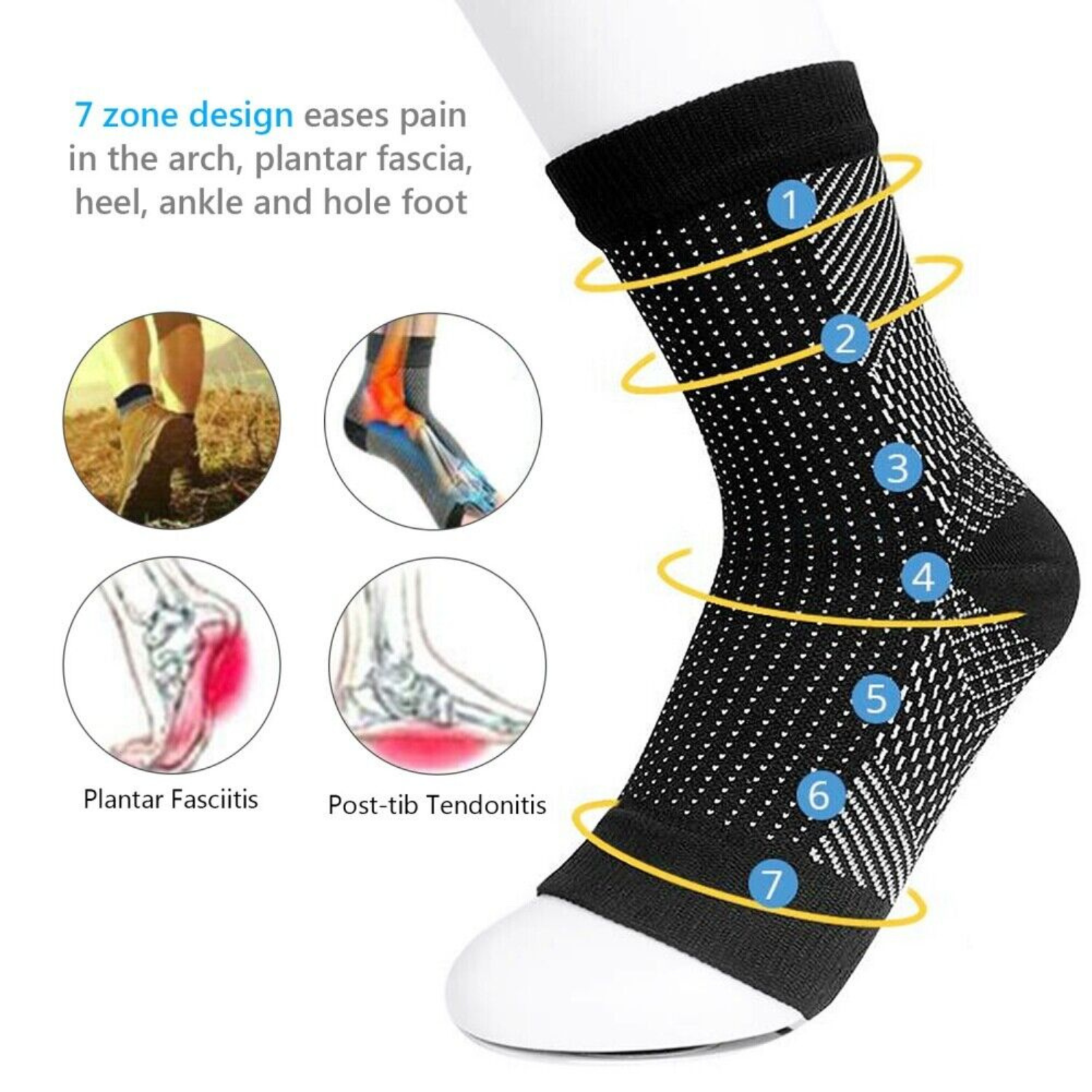 Brace Support Compression Socks Foot Sleeve Compression Socks Achy L XL