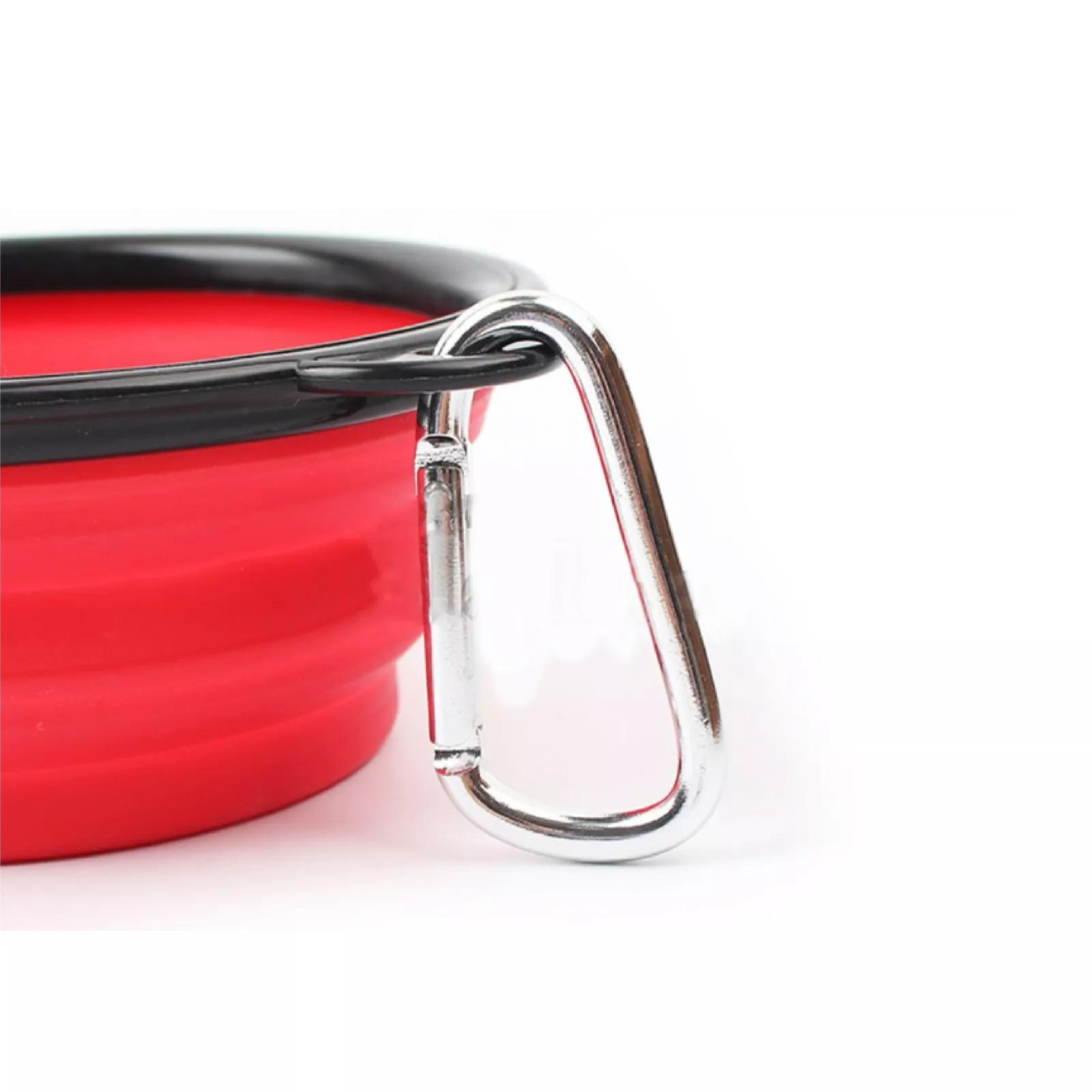 Feeding Bowl Water Dish Feeder Red with Black Ring Pet Dog Cat Collapsible