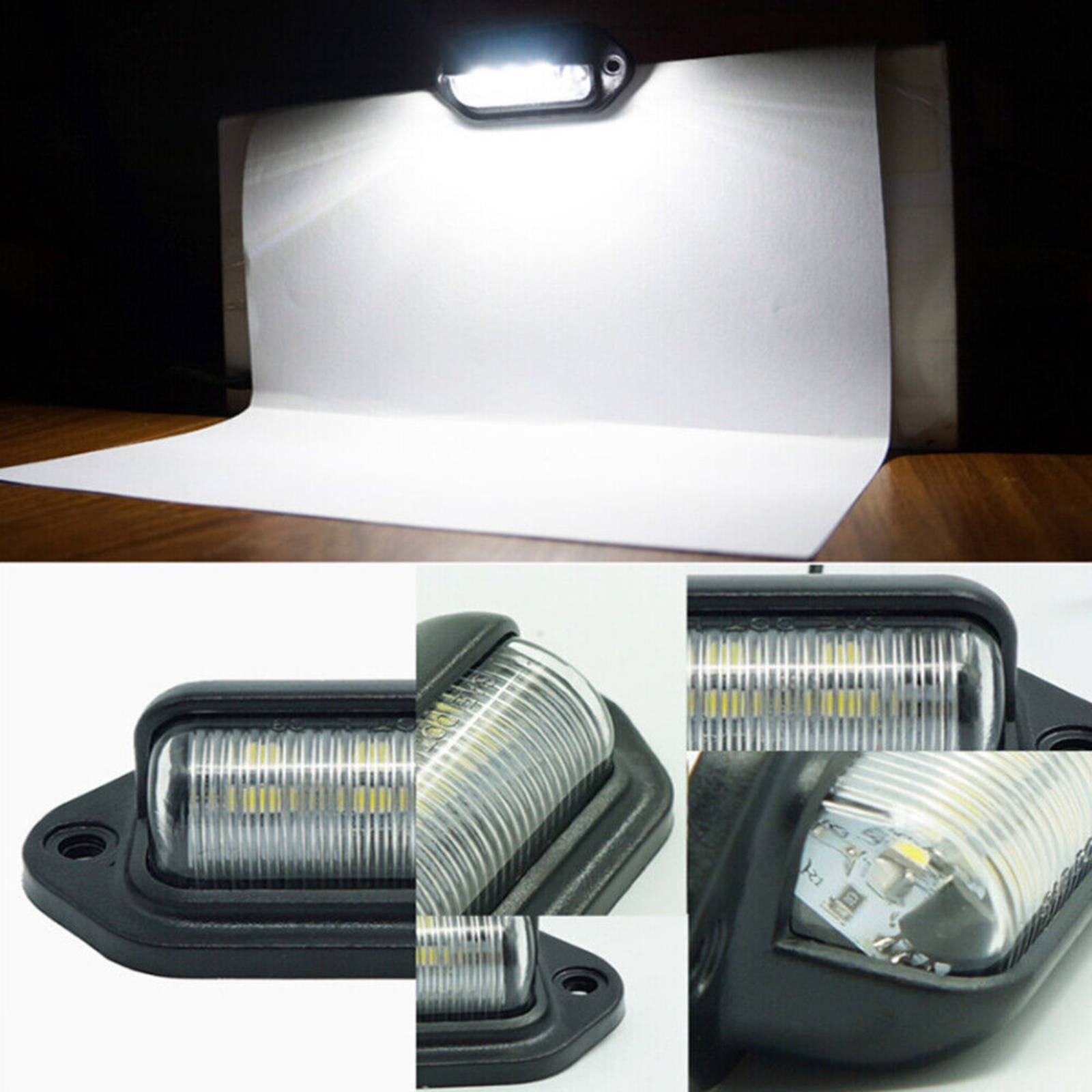 Truck SUV Trailer Lorry 12/24V 2PCS 6 LED License Number Plate Light Lamps