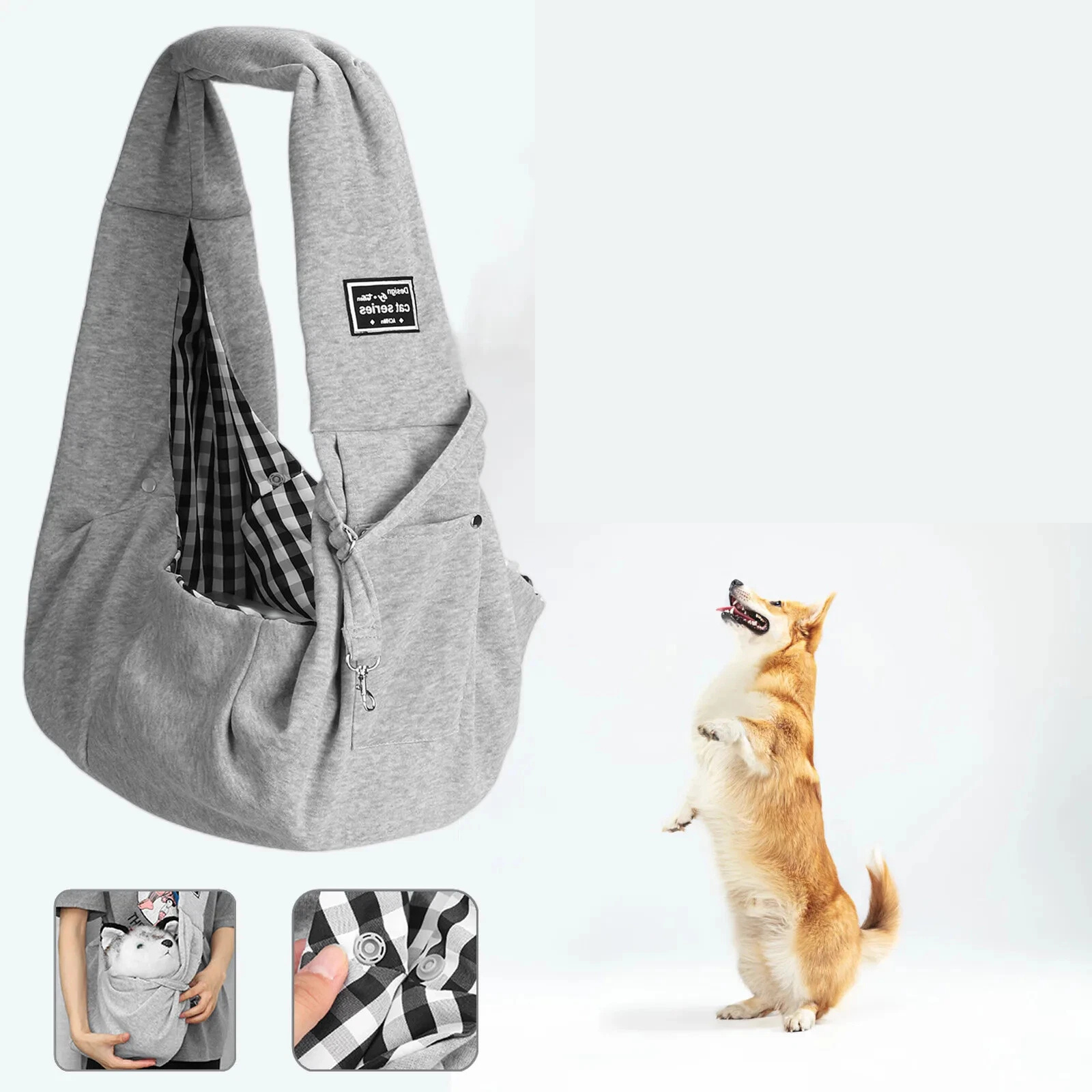 Pet Dog Sling Carrier Bag Outdoor Travel Shoulder Tote Grey