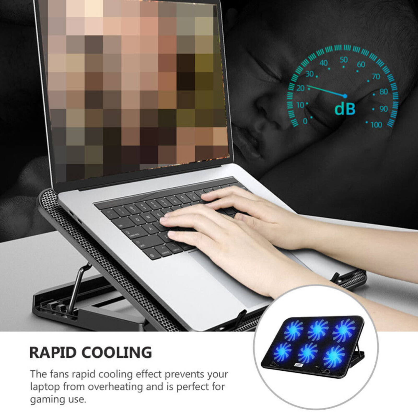 12"-17" Laptop Blue LED A9 Laptop Cooler 6 Powerful Fan Table Stand