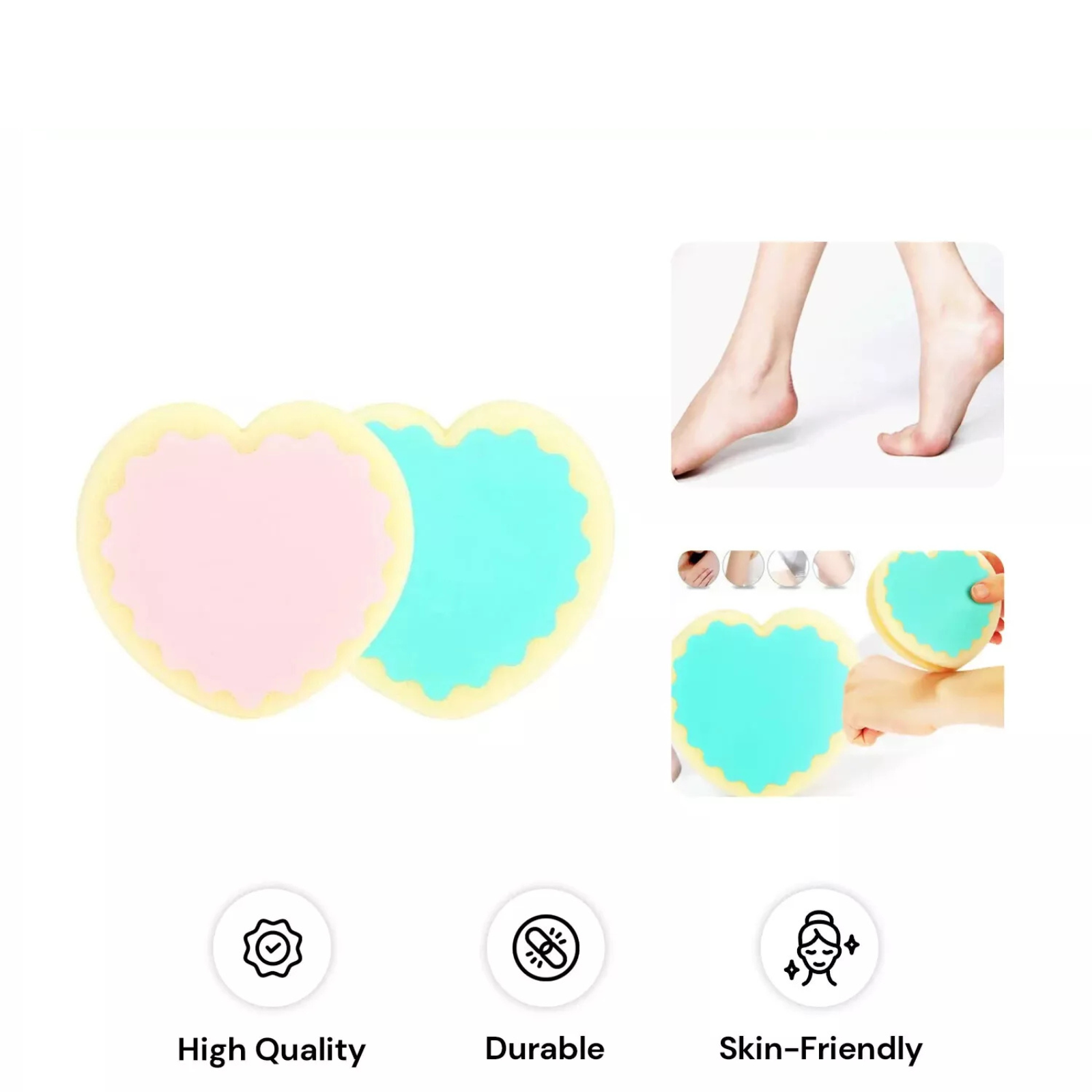 Heart Shape Sponge 2pcs Magic Painless Hair Removal Depilation
