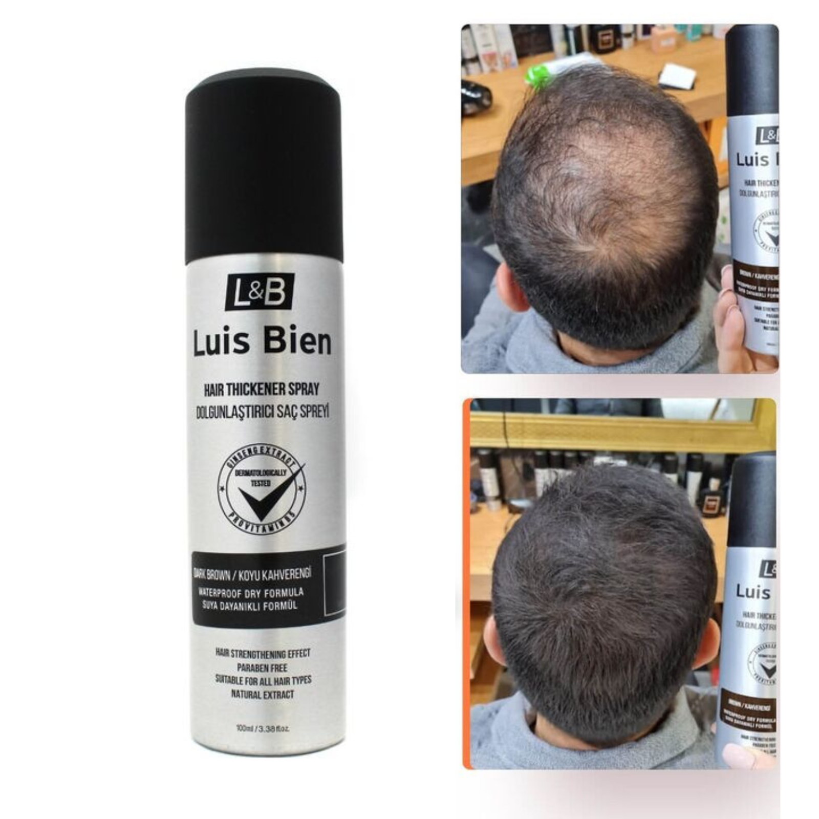 100ml Best All Types Hair Spray Thickener Luis Bien Hair Fiber Spray Dark Brown