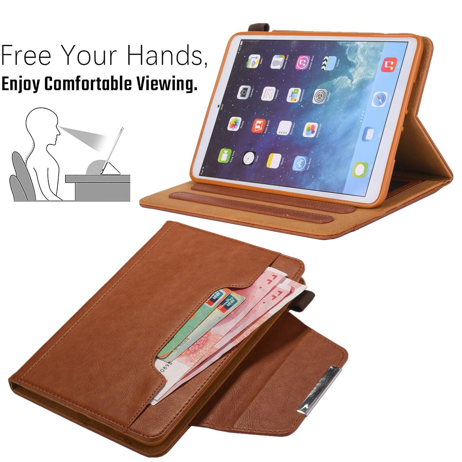 iPad Pro 12.9" 2022 Brown Luxury Leather Case Cover