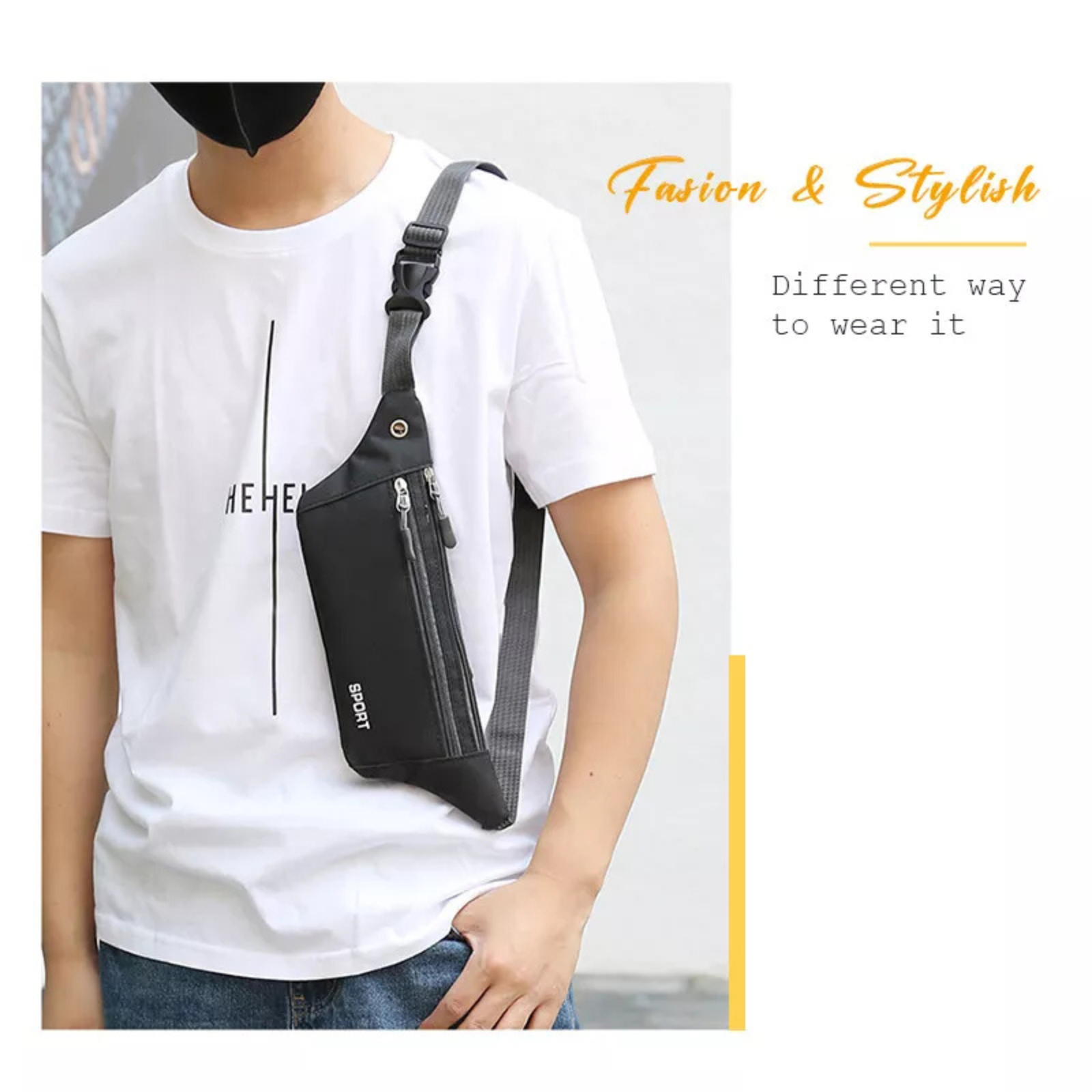 Black Pouch Sports Wallet Bags Money Zip Waterproof Running Belt Bum Bag