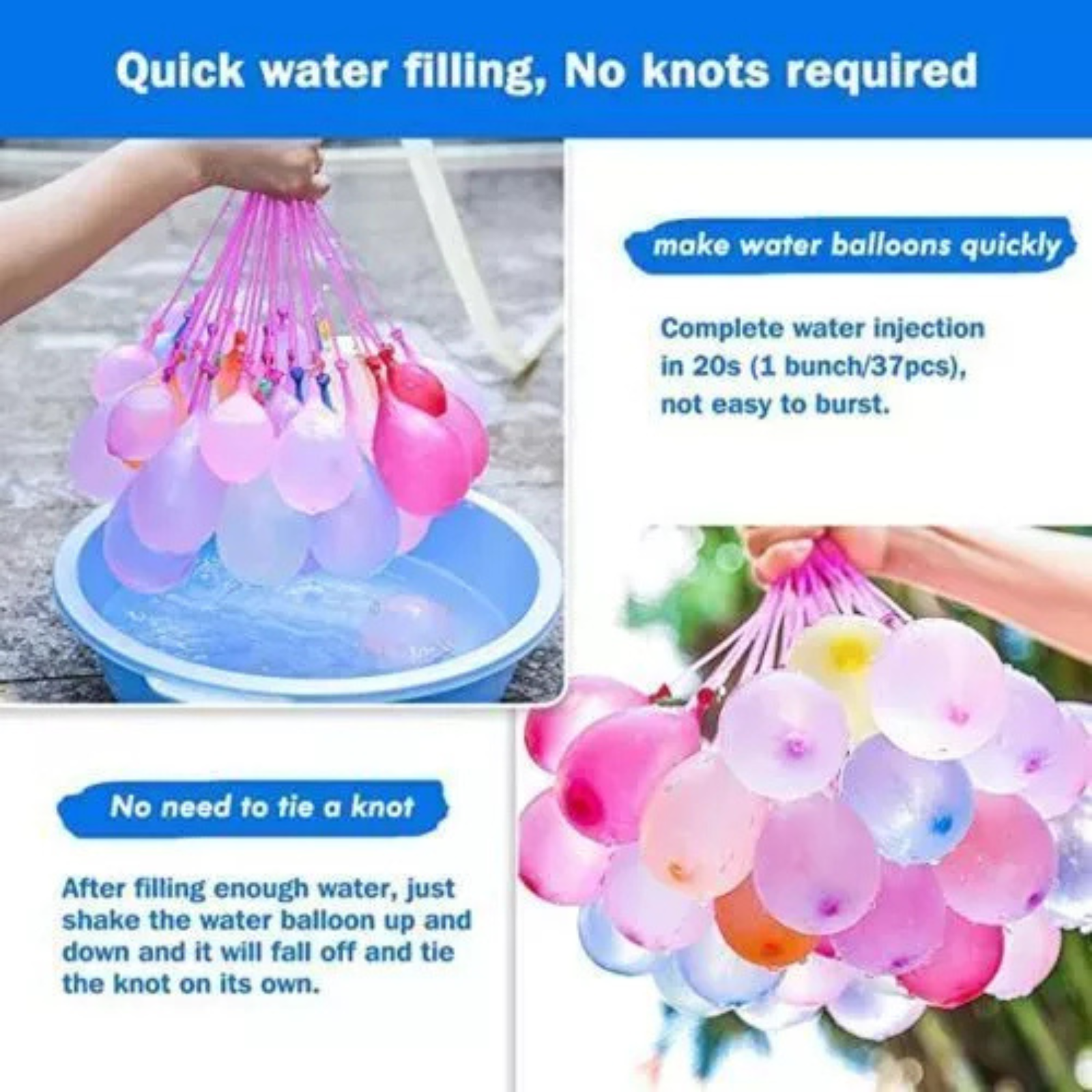 1665x Magic Beach Party Self Bunches Tying Water Balloons