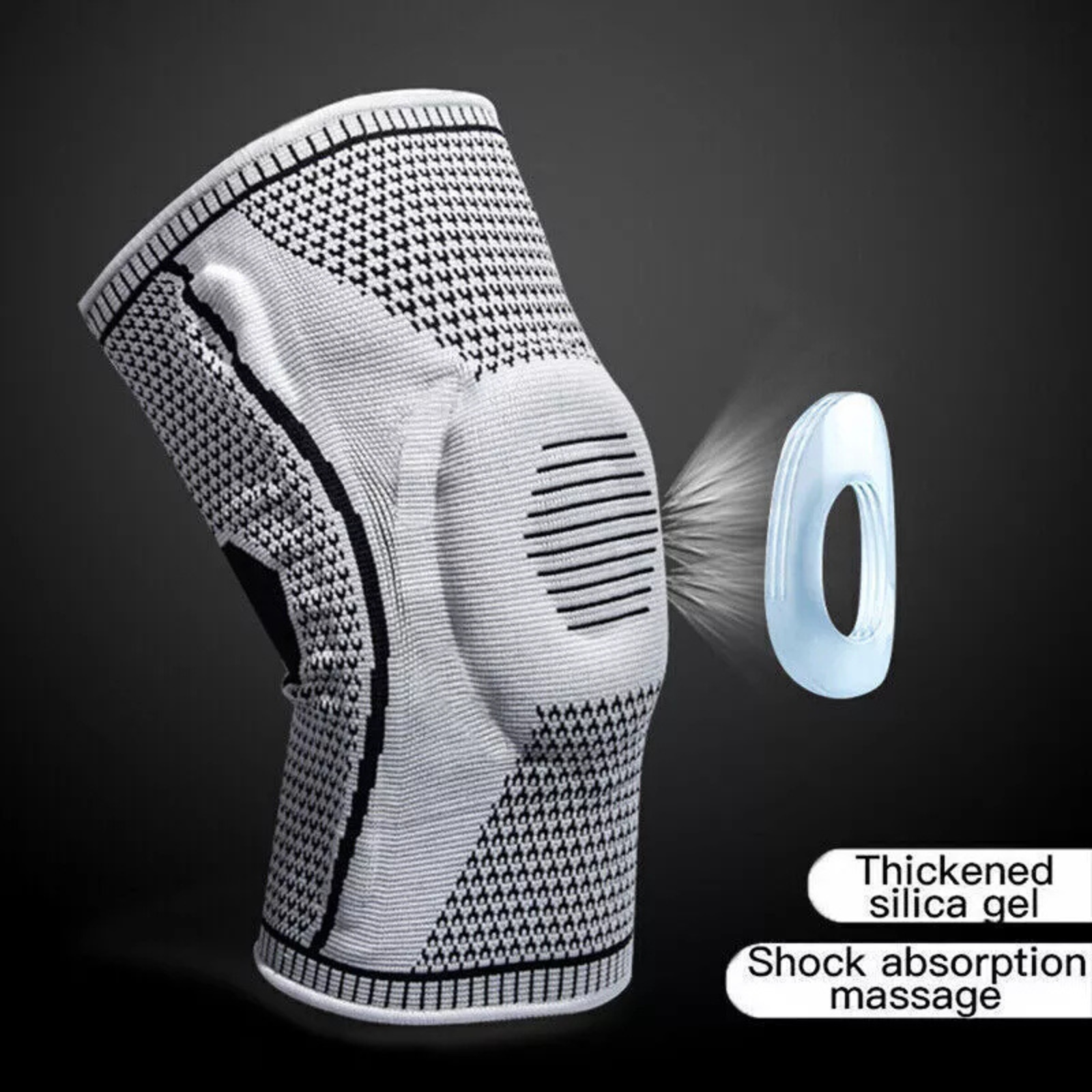 Large Grey Knee Brace with Compression for Joint Pain and Recovery