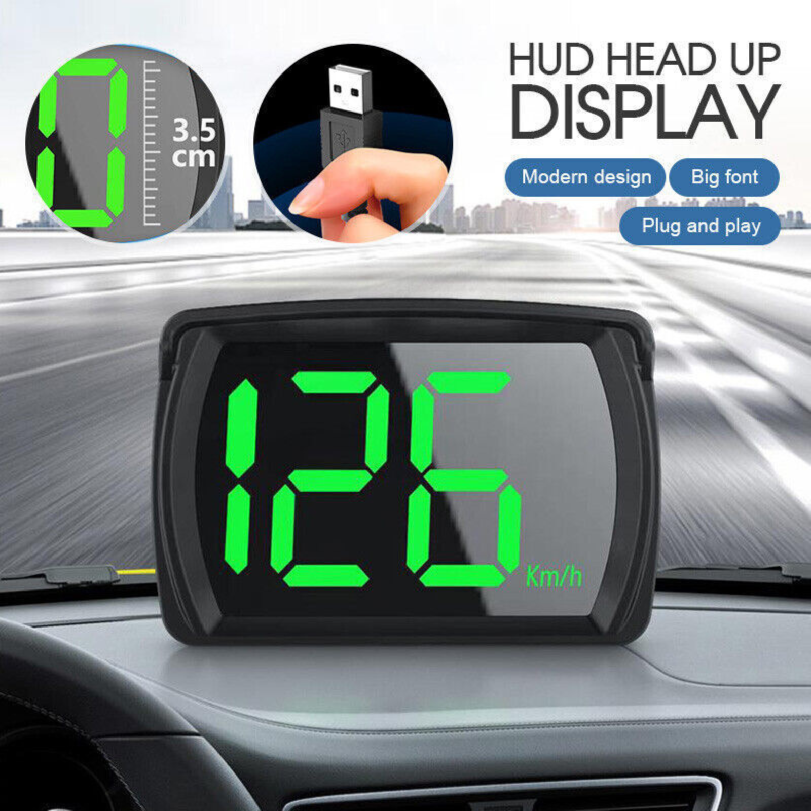 Universal Car Digital GPS Satellite Speedometer HUD Head Up Display Speed KM/H