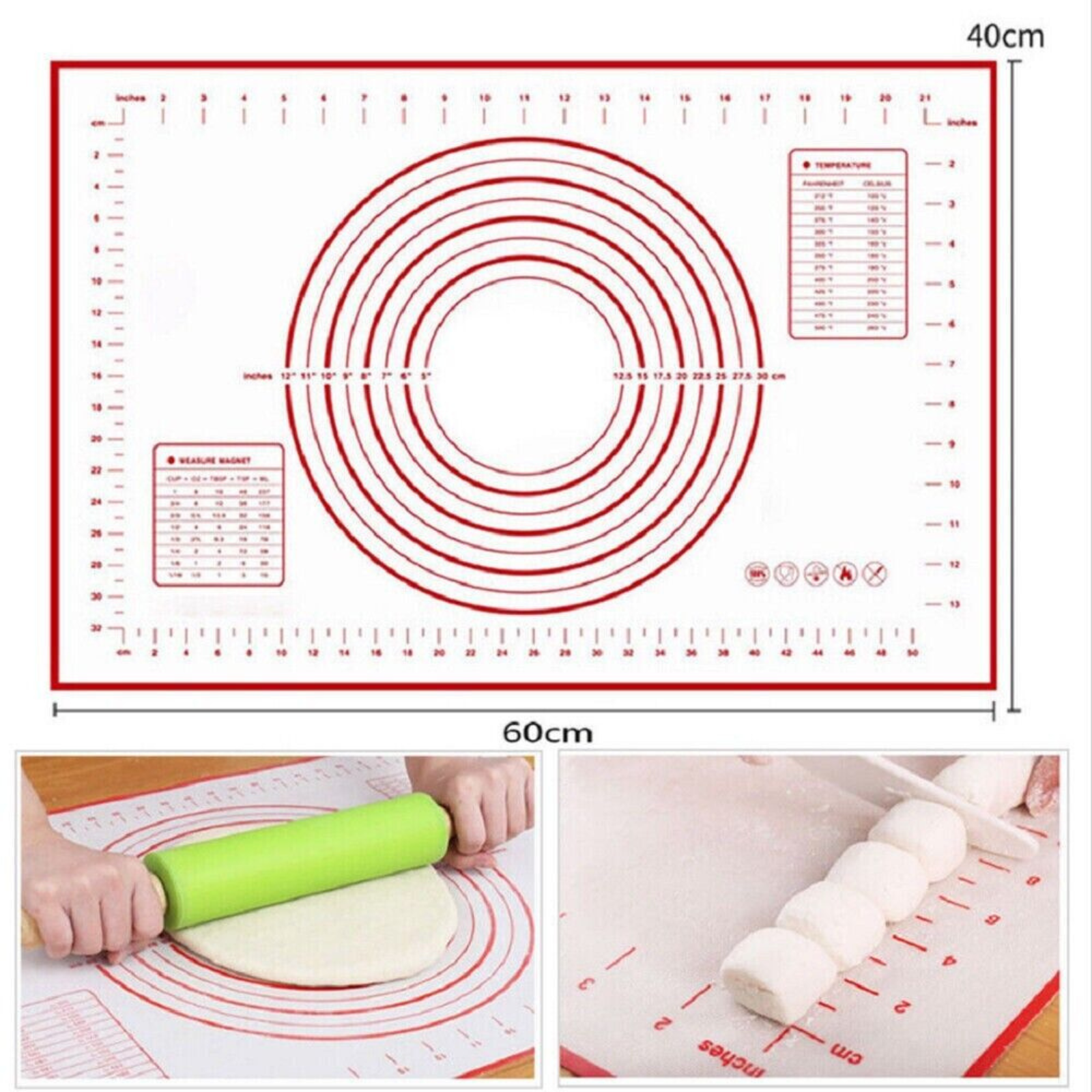 Baking Mat Scale Non-Stick Silicone Rolling Cake Dough Pastry Clay Fondant Sheet