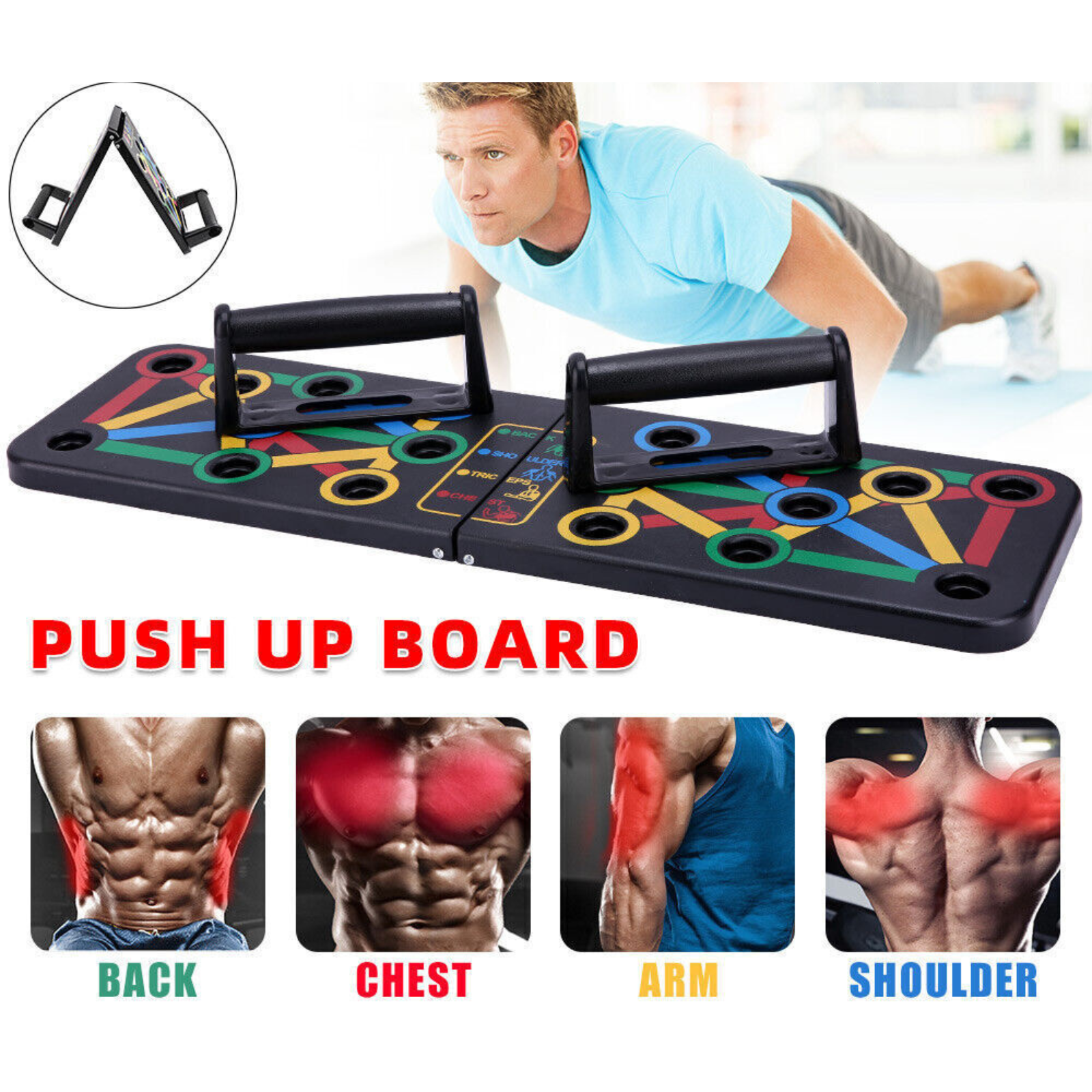 Pushup Exercise Stand Grip Bar Training Gym Exercise Foldable Push Up Board Rack