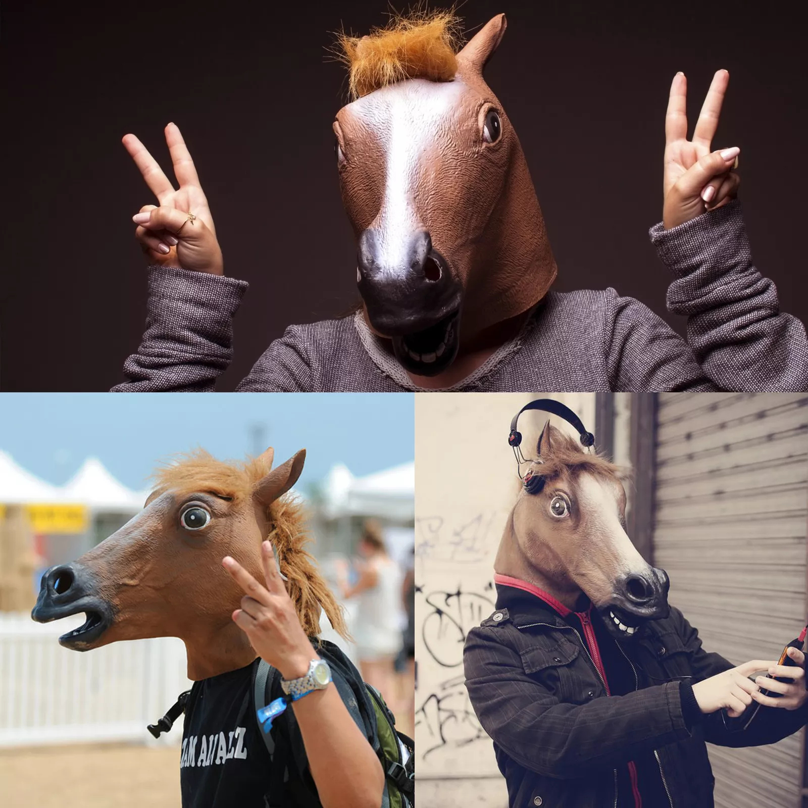 Horse Theater Party Toy Halloween Costume Latex Mask Horse Head Mask Animal
