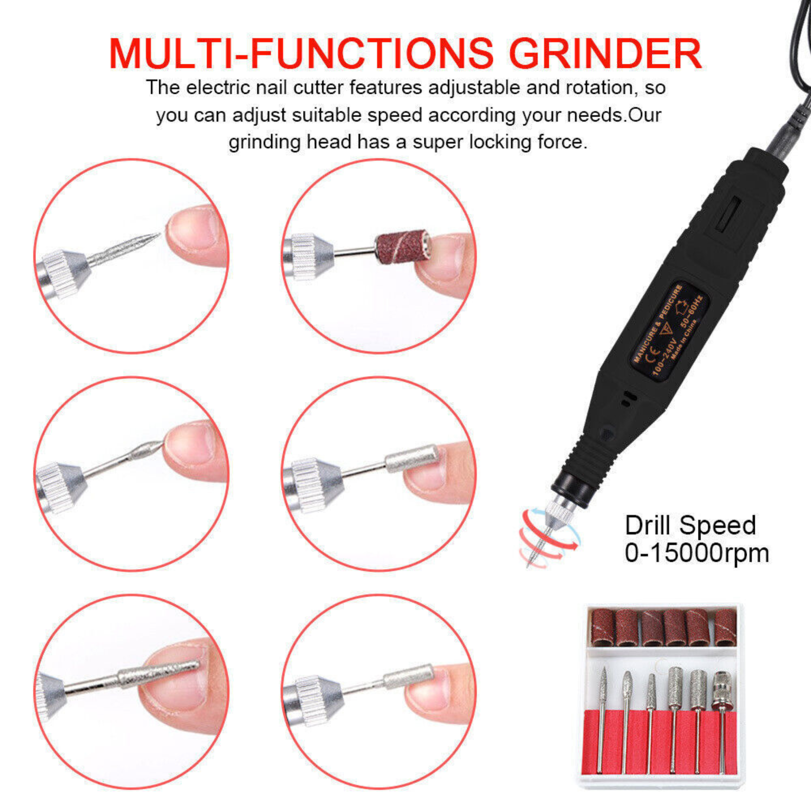 Portable Professional USB Electric Nail File Drill Manicure Pedicure Kit