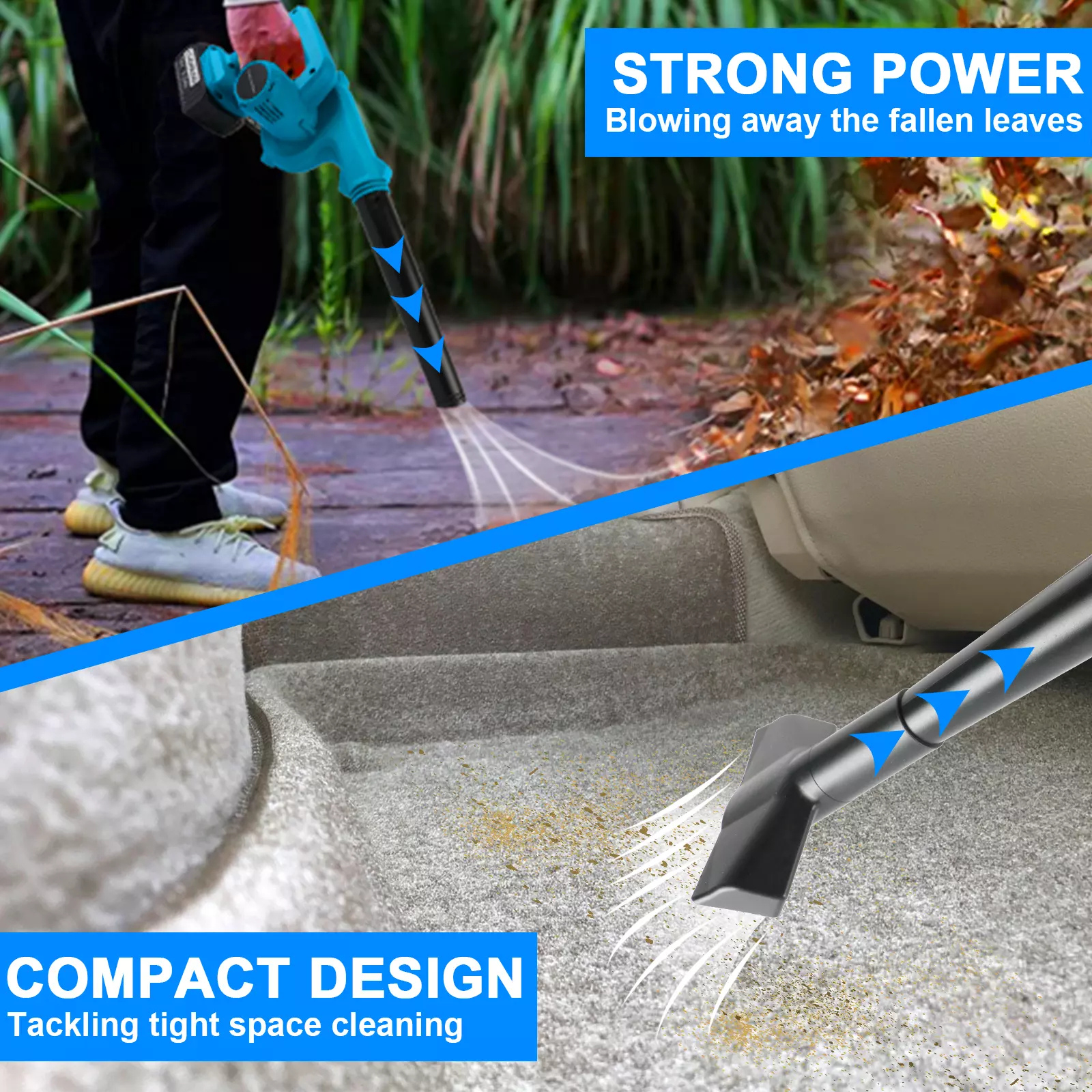 Blower with 2 Battery & Charger Car Dust Vacuum Cordless Electric Leaf Blower