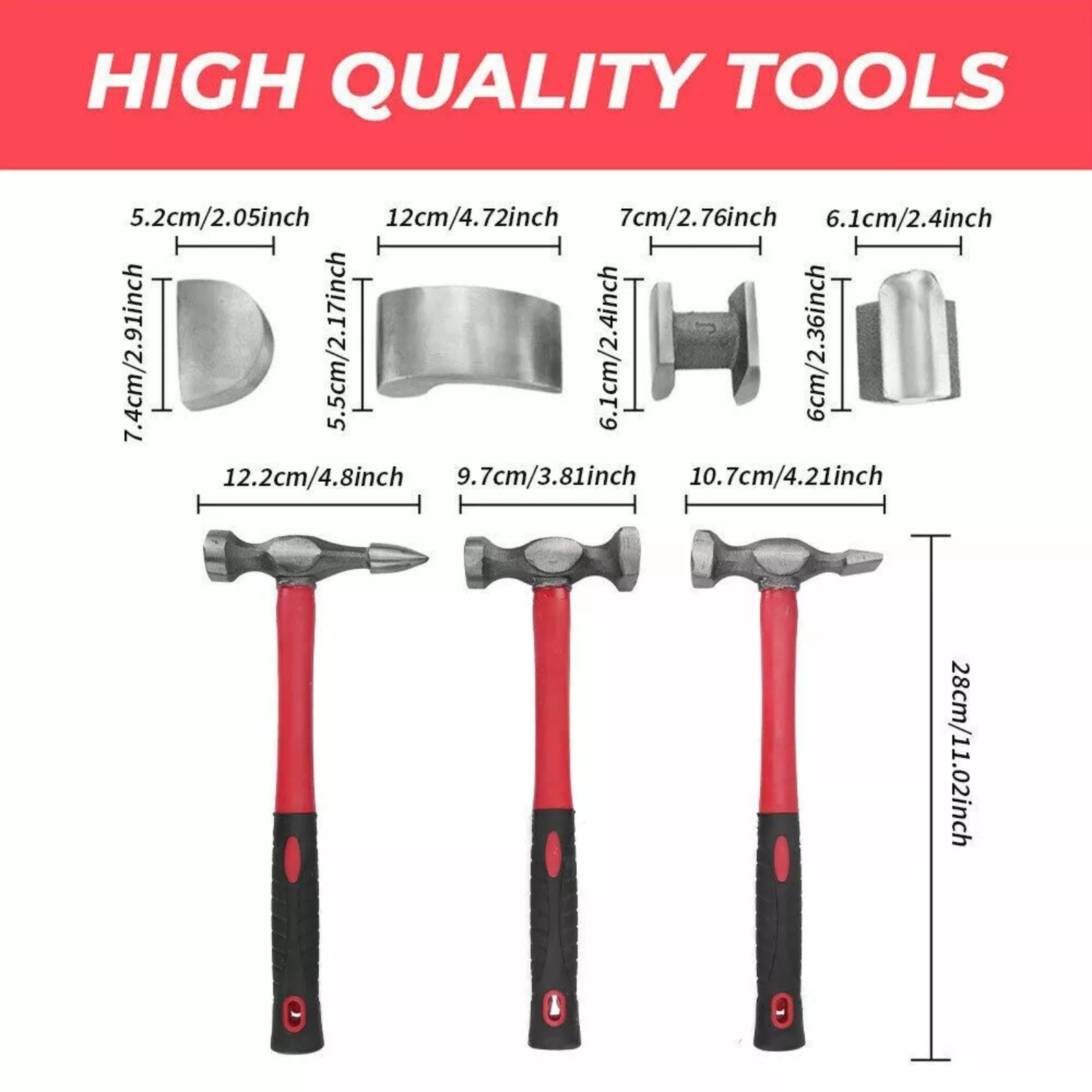 Dent Roller Auto Tools Auto Panel Beating 7X Car Body Repair Hammer & Dolly Kit