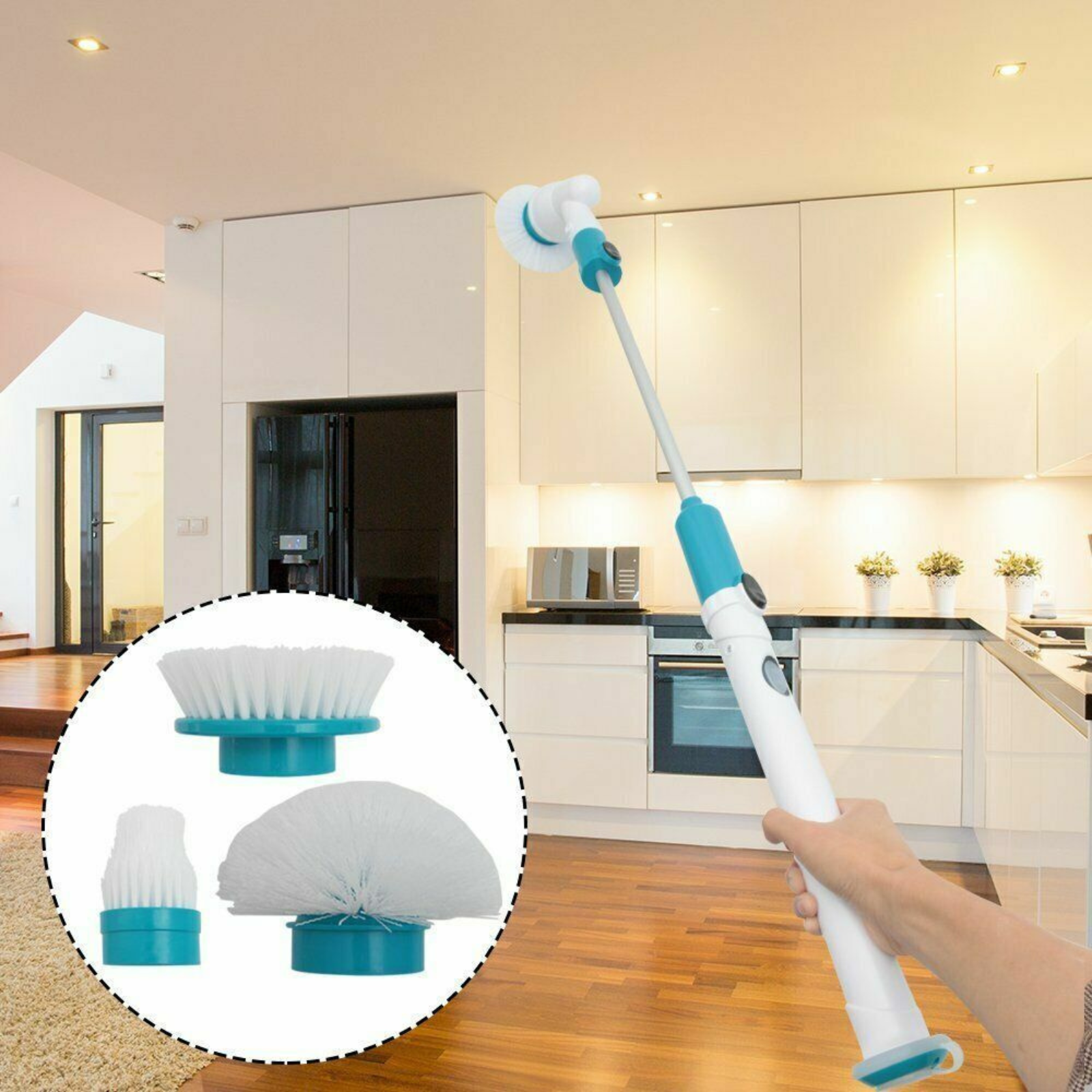 Cordless 3 Heads Electric Spin Scrubber Turbo Scrub Cleaning Brush