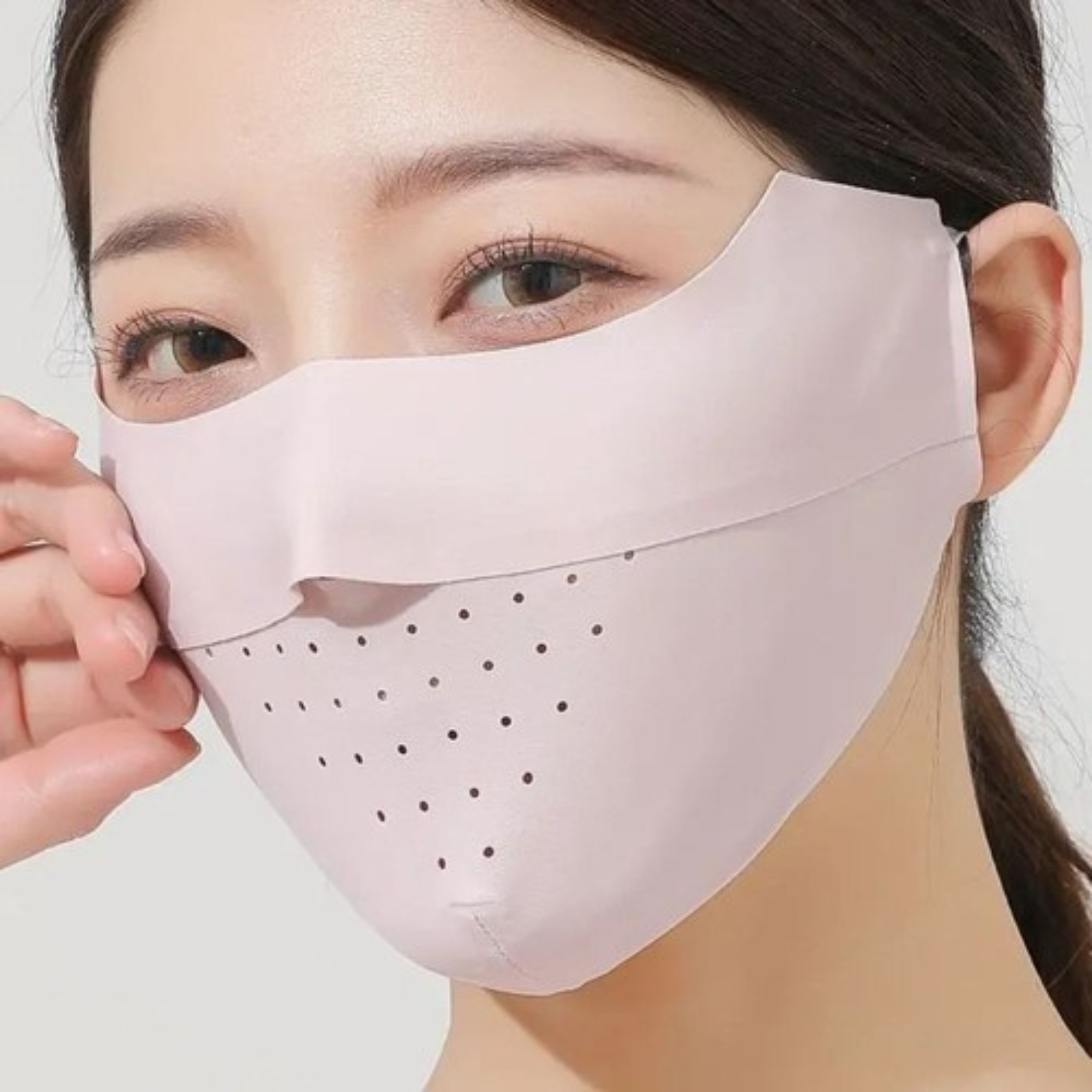 Pink Ice Silk Face Mask UV Sun Protection Breathable Lightweight Active Fit
