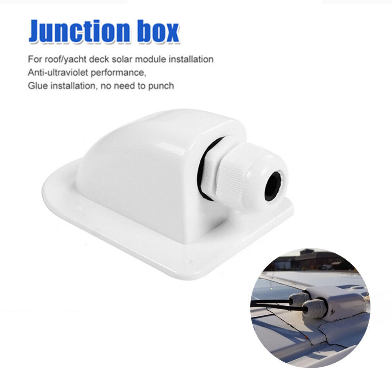 Single Hole Caravan Roof Boat Cable Entry Gland Solar Panel Mounting White