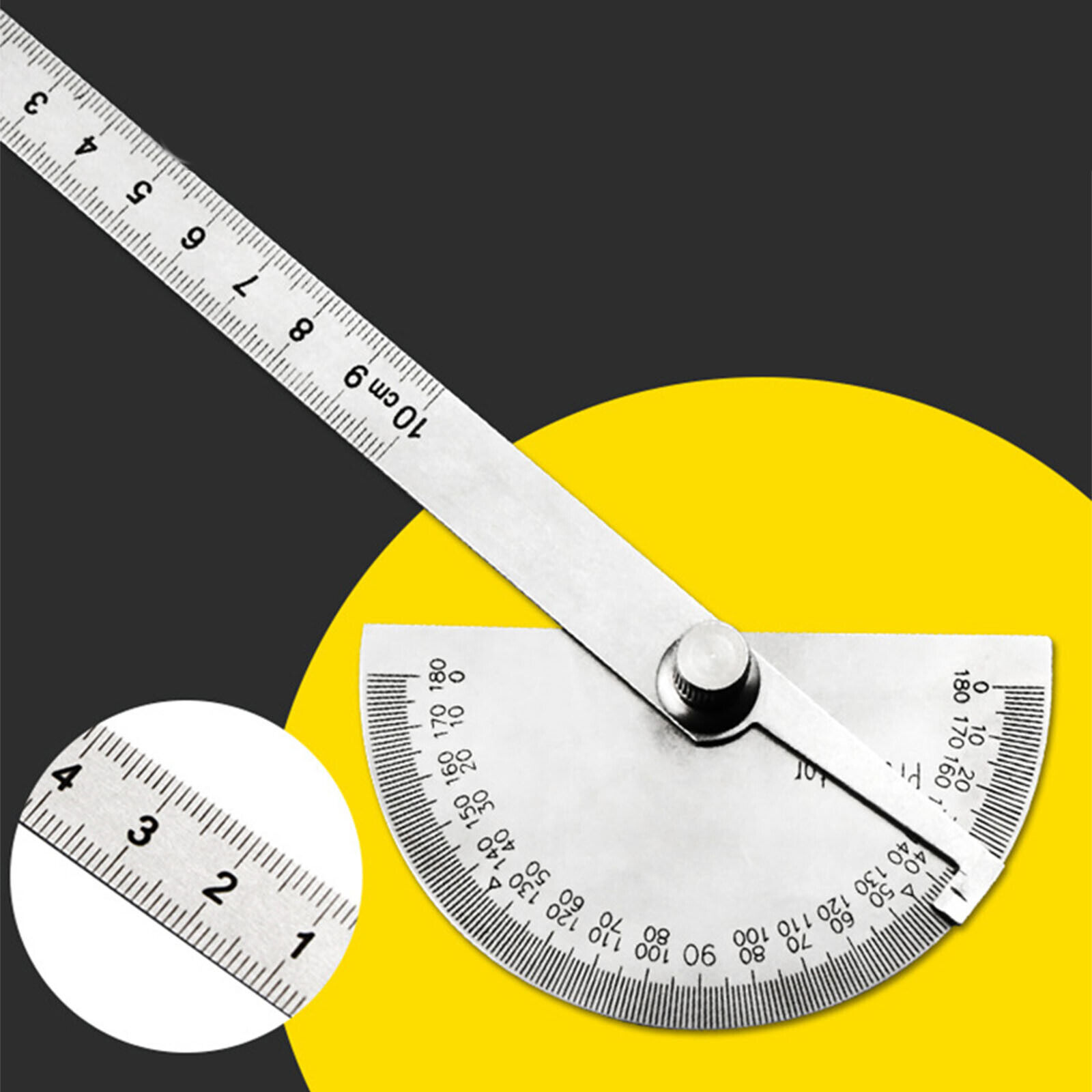 Arm Measuring Gauge Ruler Protractor Angle Finder 180 Degree Stainless Steel