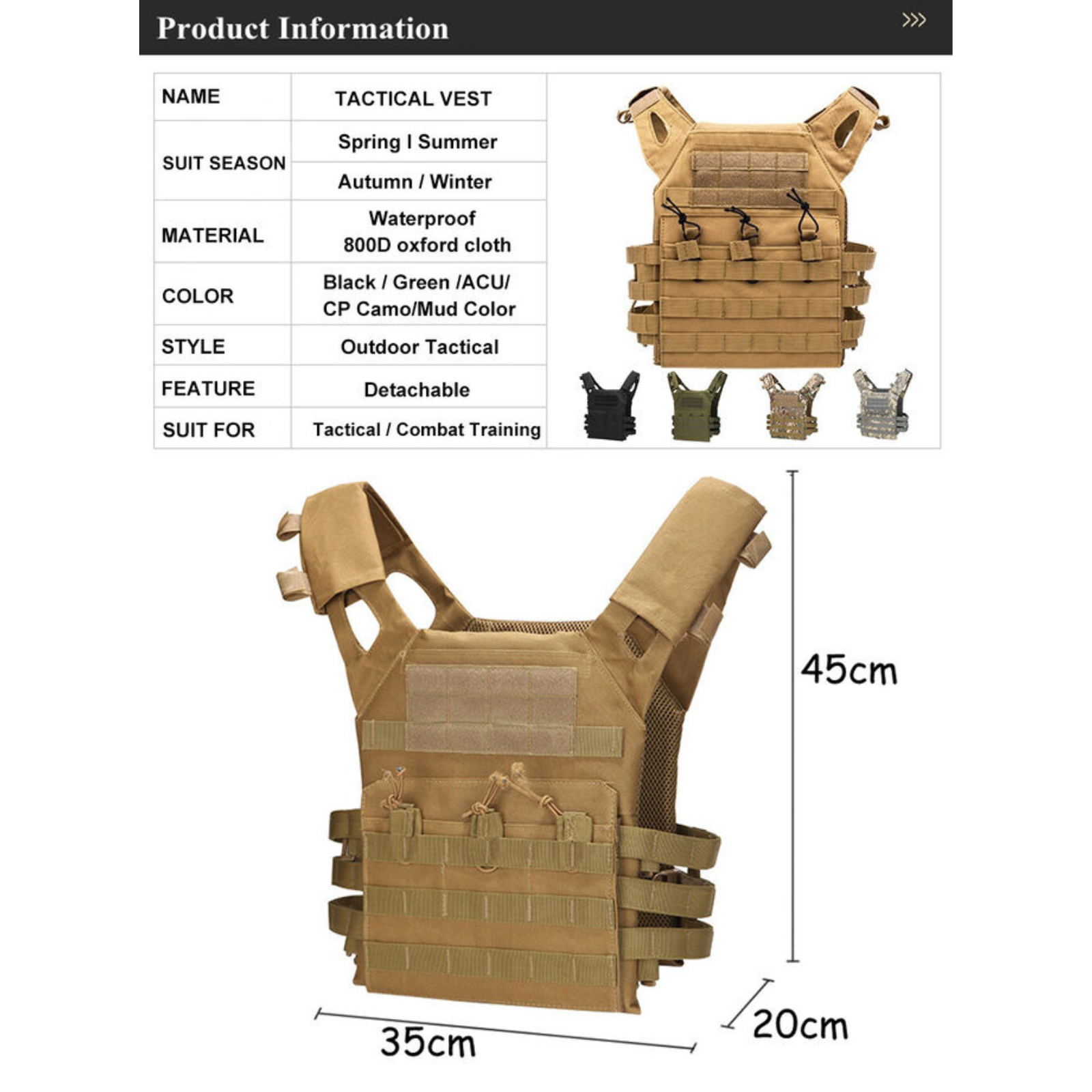 Paintball Airsoft Hunting Molle Combat Plate Carrier Tactical Military Vest