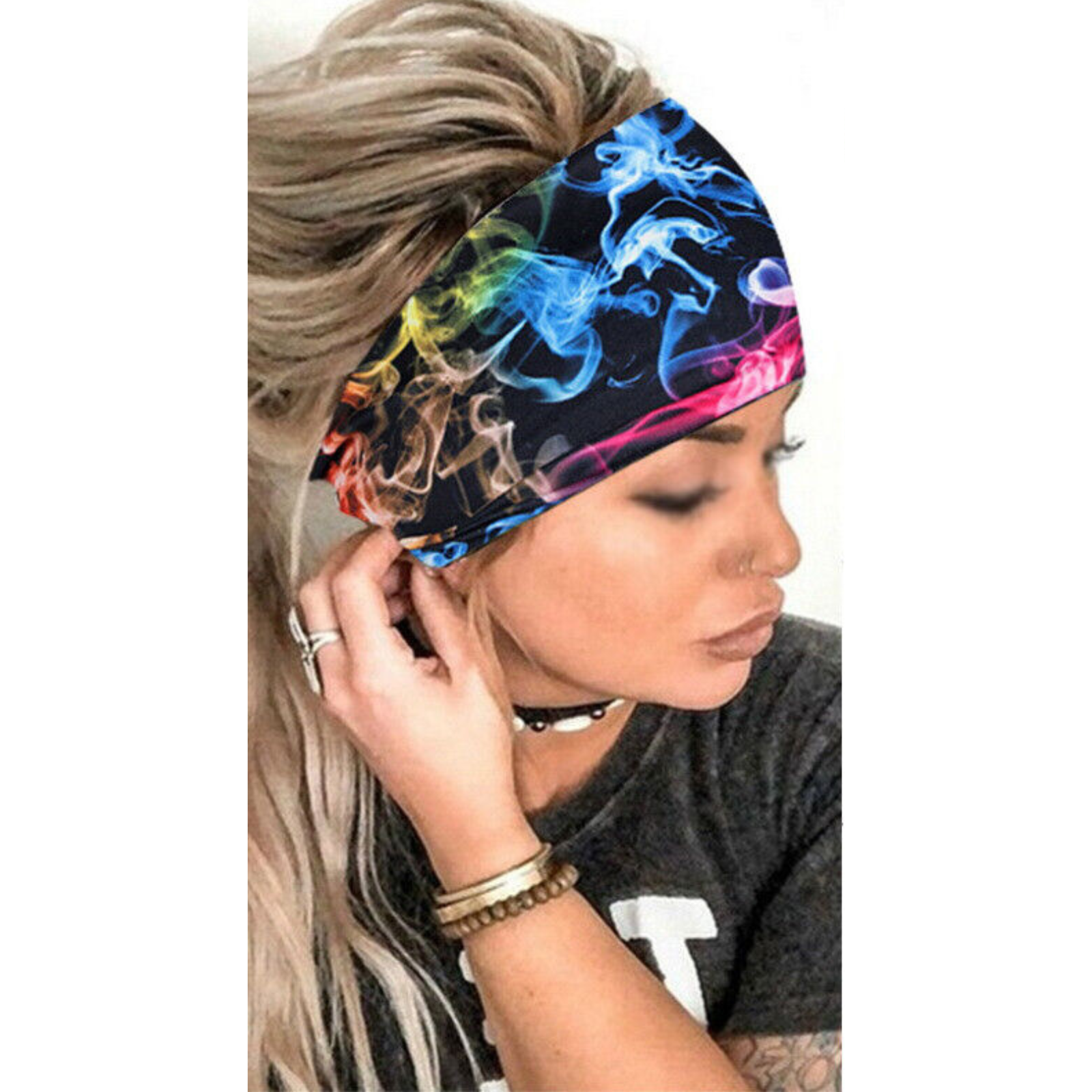 Hair Band Wide Turban Women Elastic Yoga Bandana Smoggy Sports Head Wrap