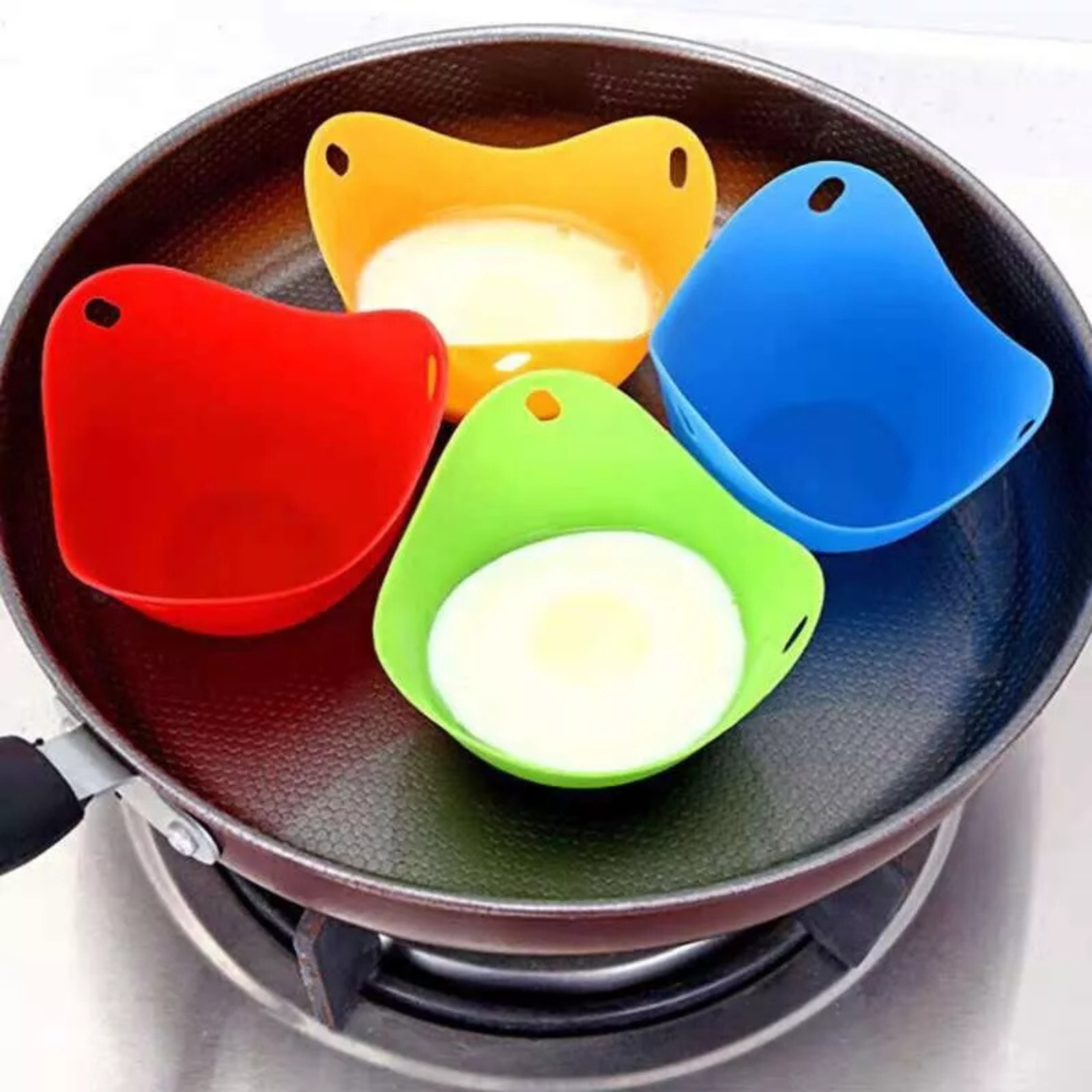 Poached Cups Moulds For Kitchen 4Pcs Silicone Egg Poacher Poaching Pods Pan