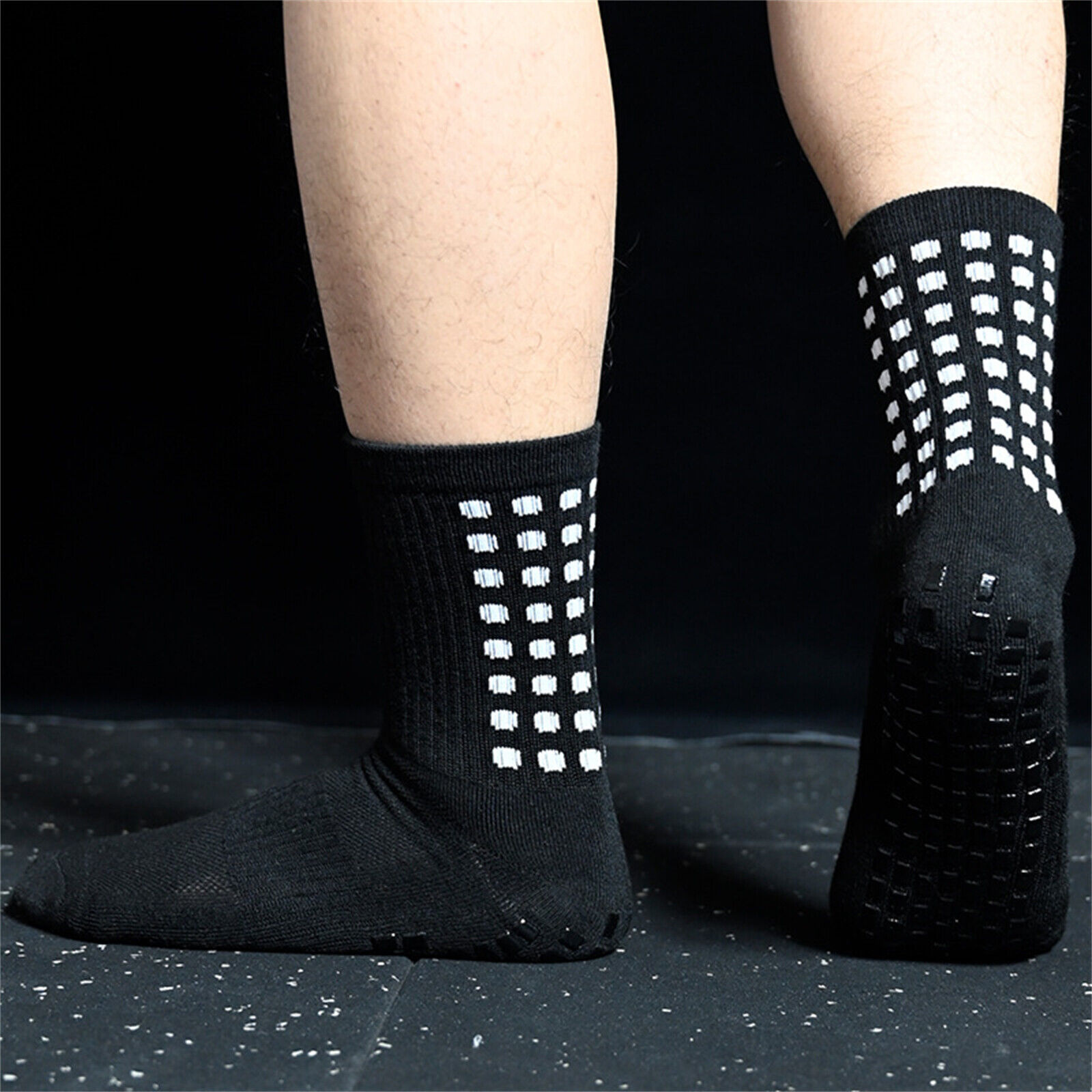 Anti-Slip Skid Hospital Soccer Basketball Football Black Sports Socks Grip Dots