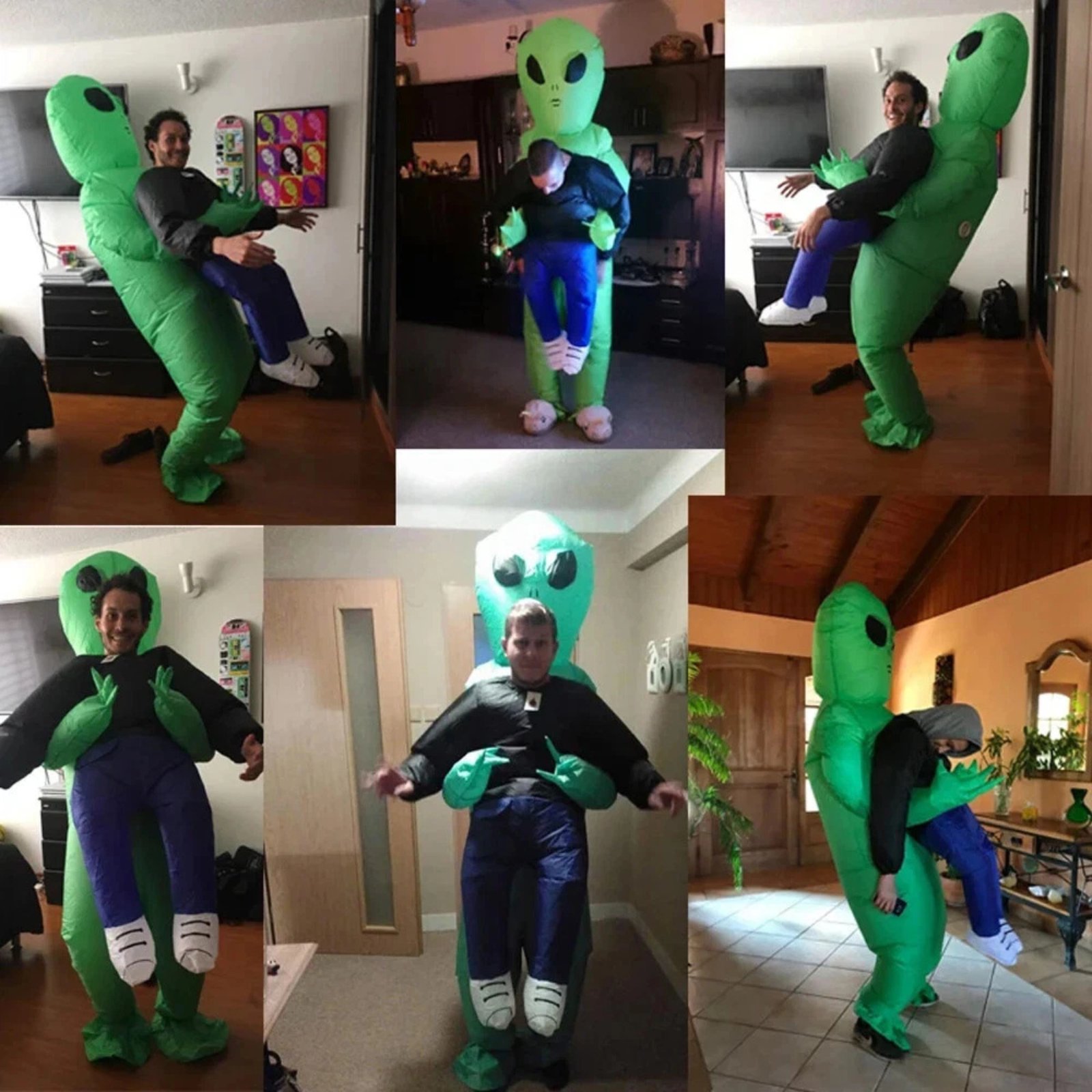 Green Inflatable Costume for Kids Alien Abduction Fits 120 to 145cm