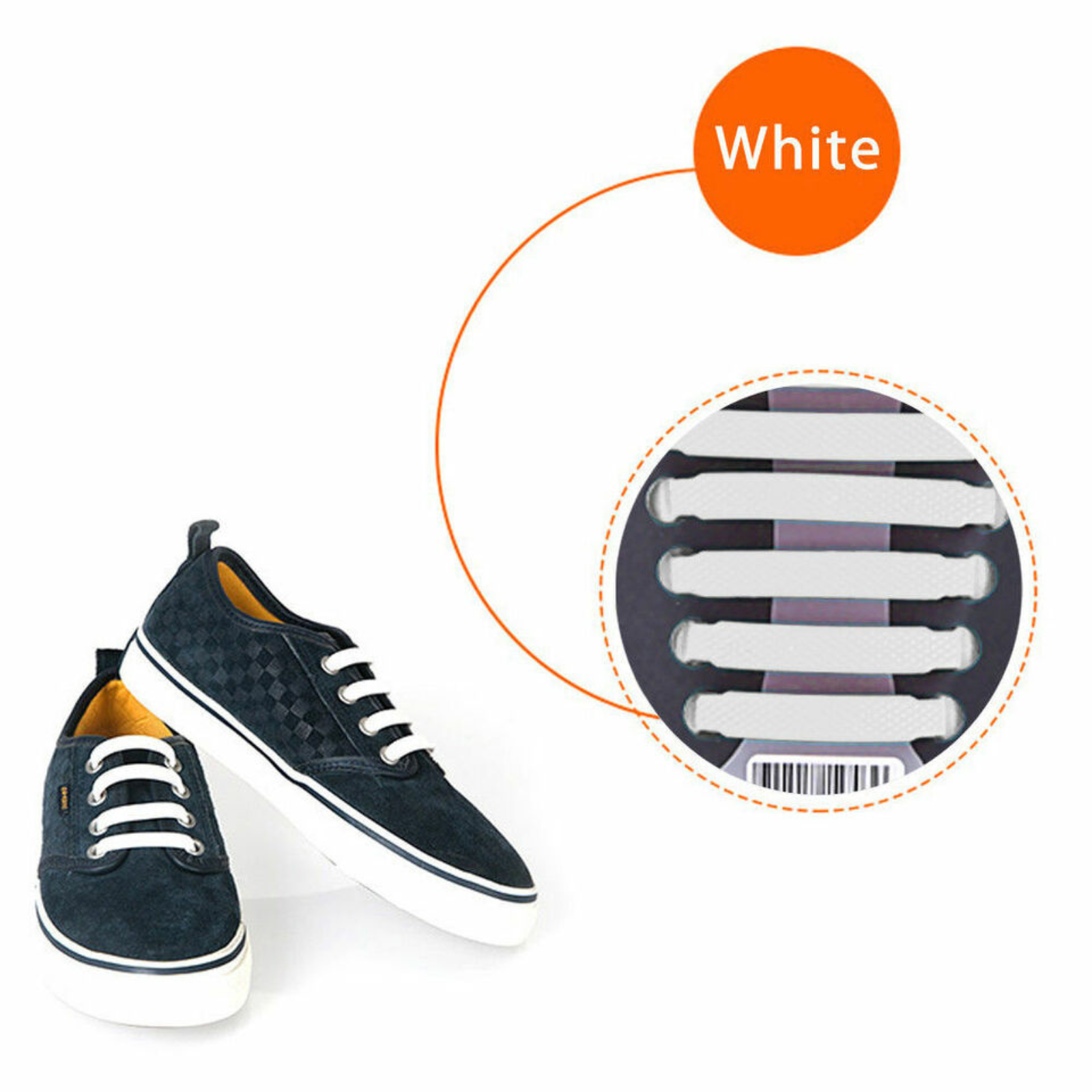 Shoelaces Sneakers Sports Kids No Tie Elastic Silicone Shoe Laces White