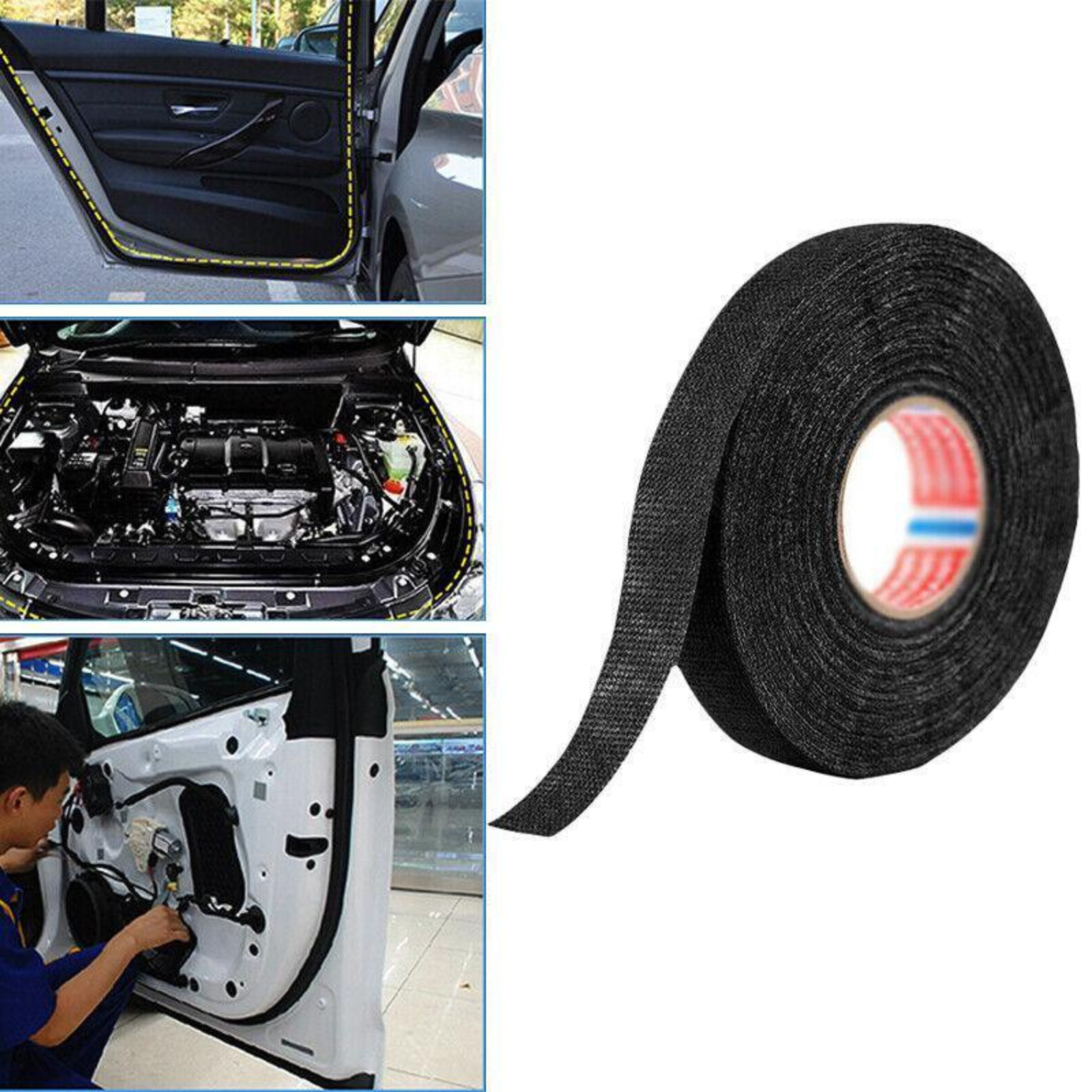 Adhesive Cloth Fabric Tape Cable 4PCS 19mmx 15M Loom Wiring Harness For Car Auto