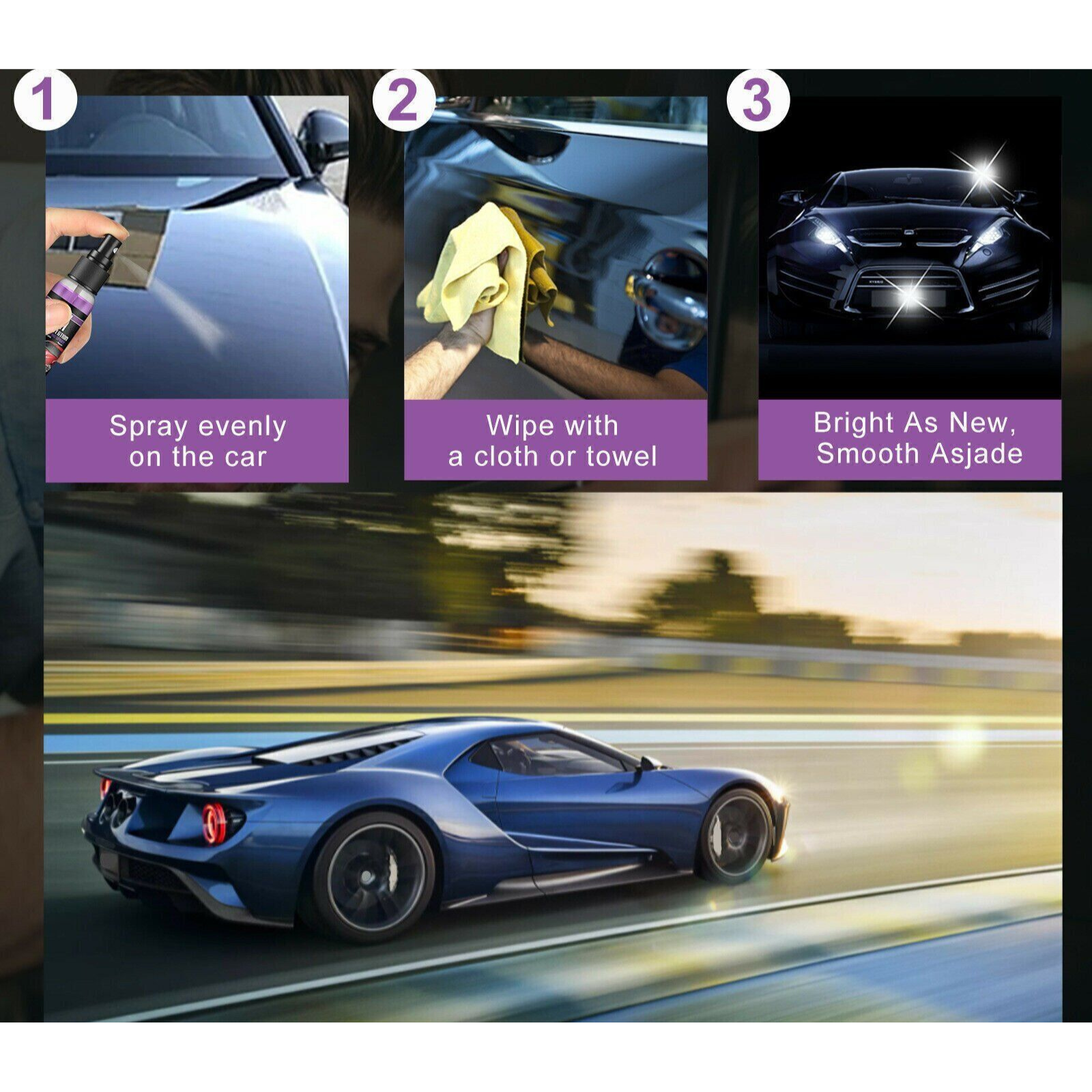 Ceramic Coating Spray 100ml 3 In 1 High Protection Quick Car Coat Hydrophobic