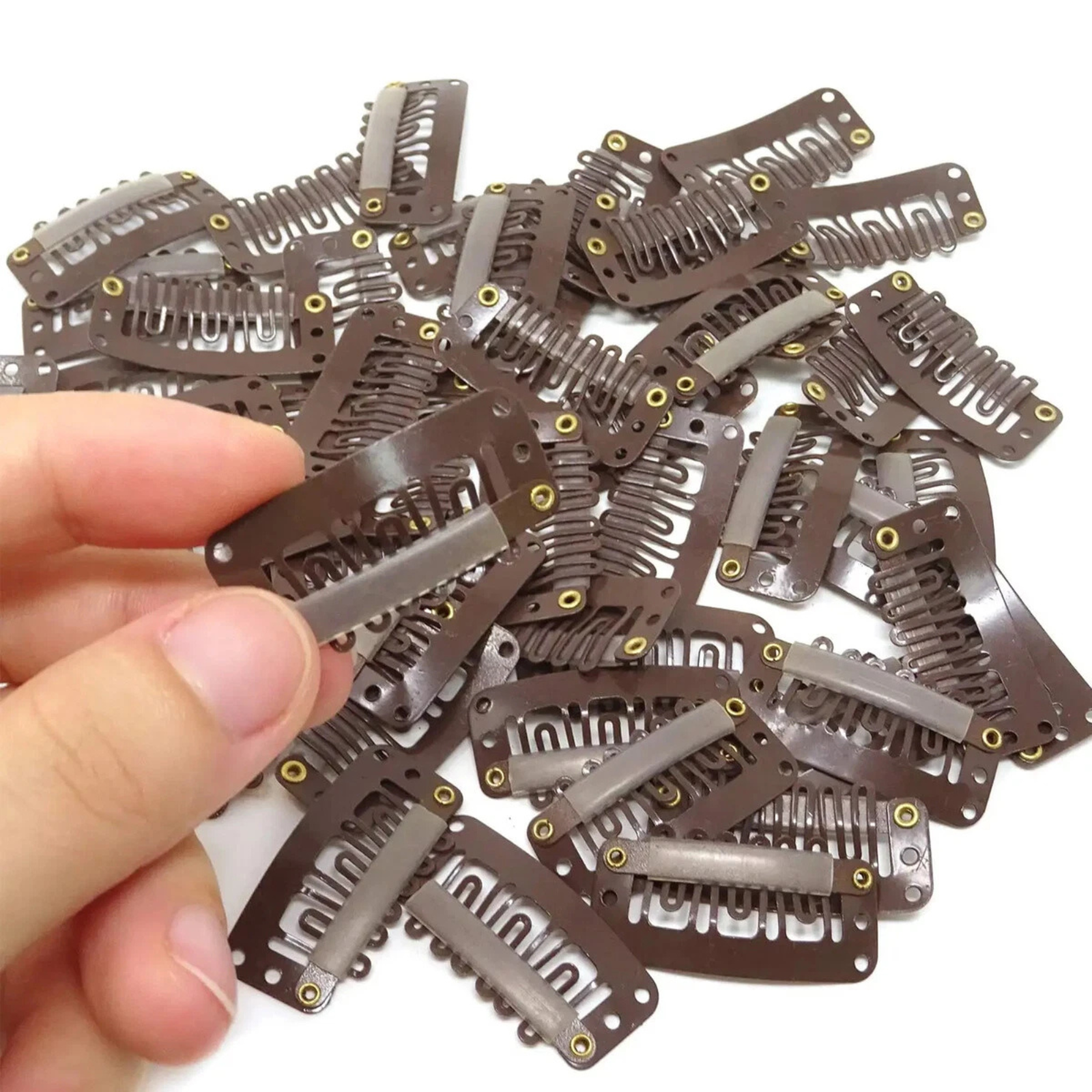 Light Brown Snap Wig Clips for Hair Extensions & Styling