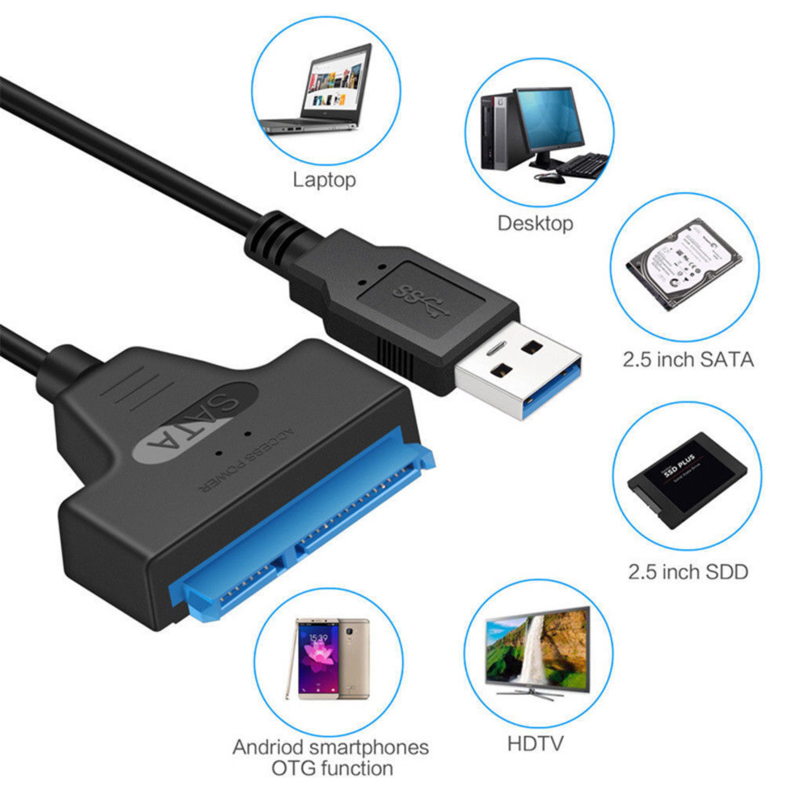Adapter Cable Lead USB 3.0 To SATA External Converter 2.5" HDD SSD SATA III