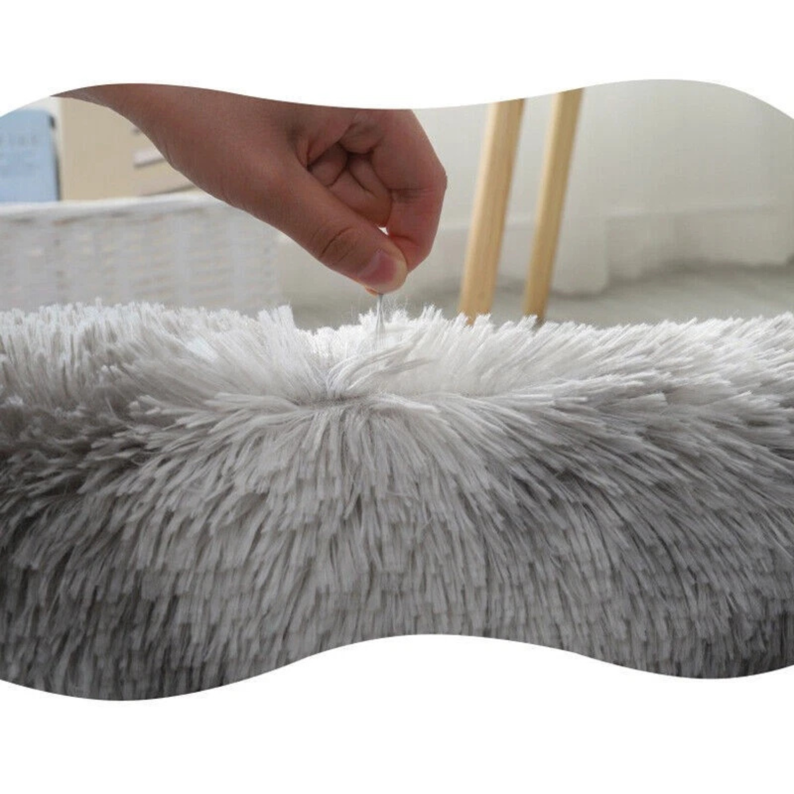 Grey Fluffy Bathroom Mat Set 3x Anti Slip Washable Floor Rugs
