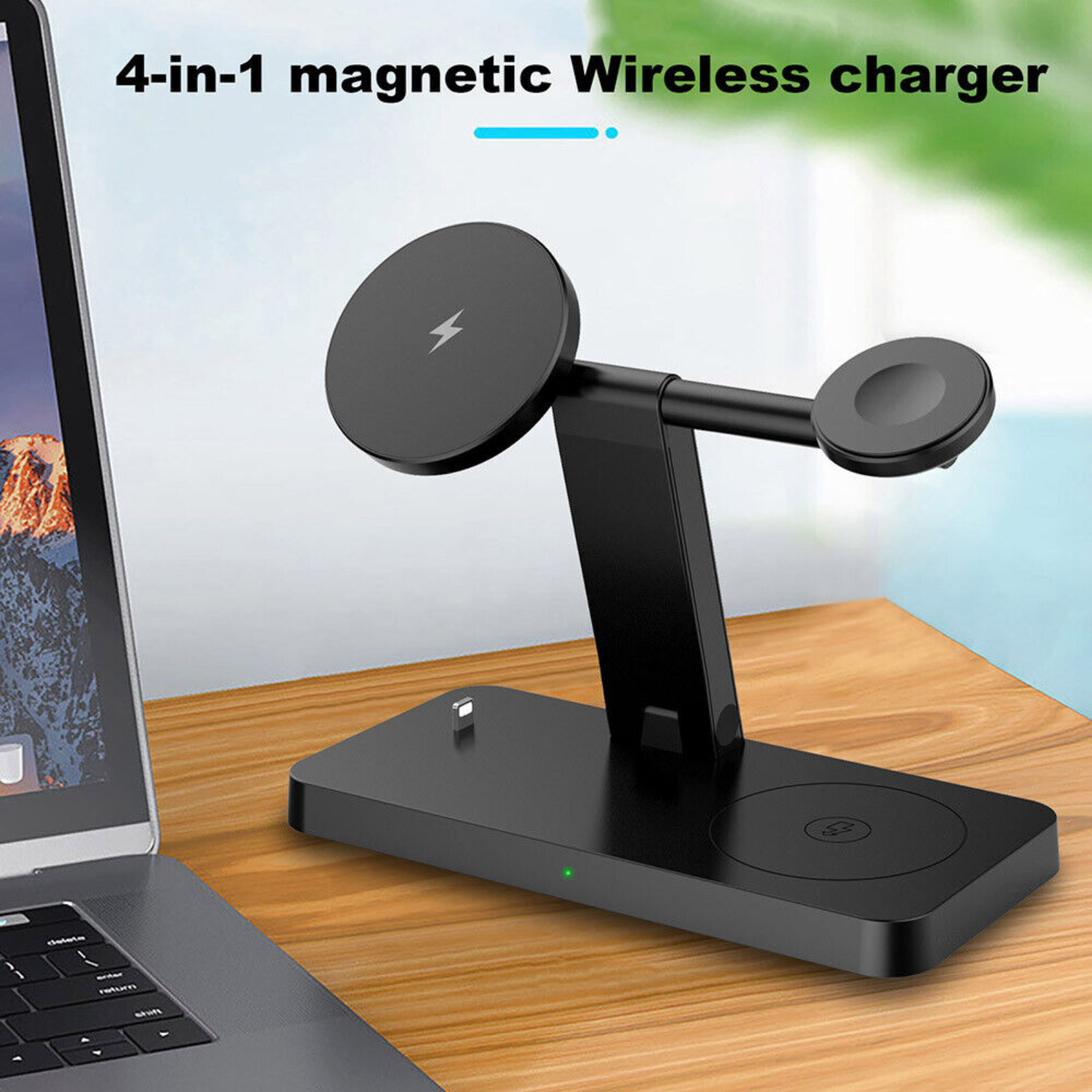 4 In 1 Apple Watch IPhone 14 13 12 Wireless Charger Dock Charging Station Black