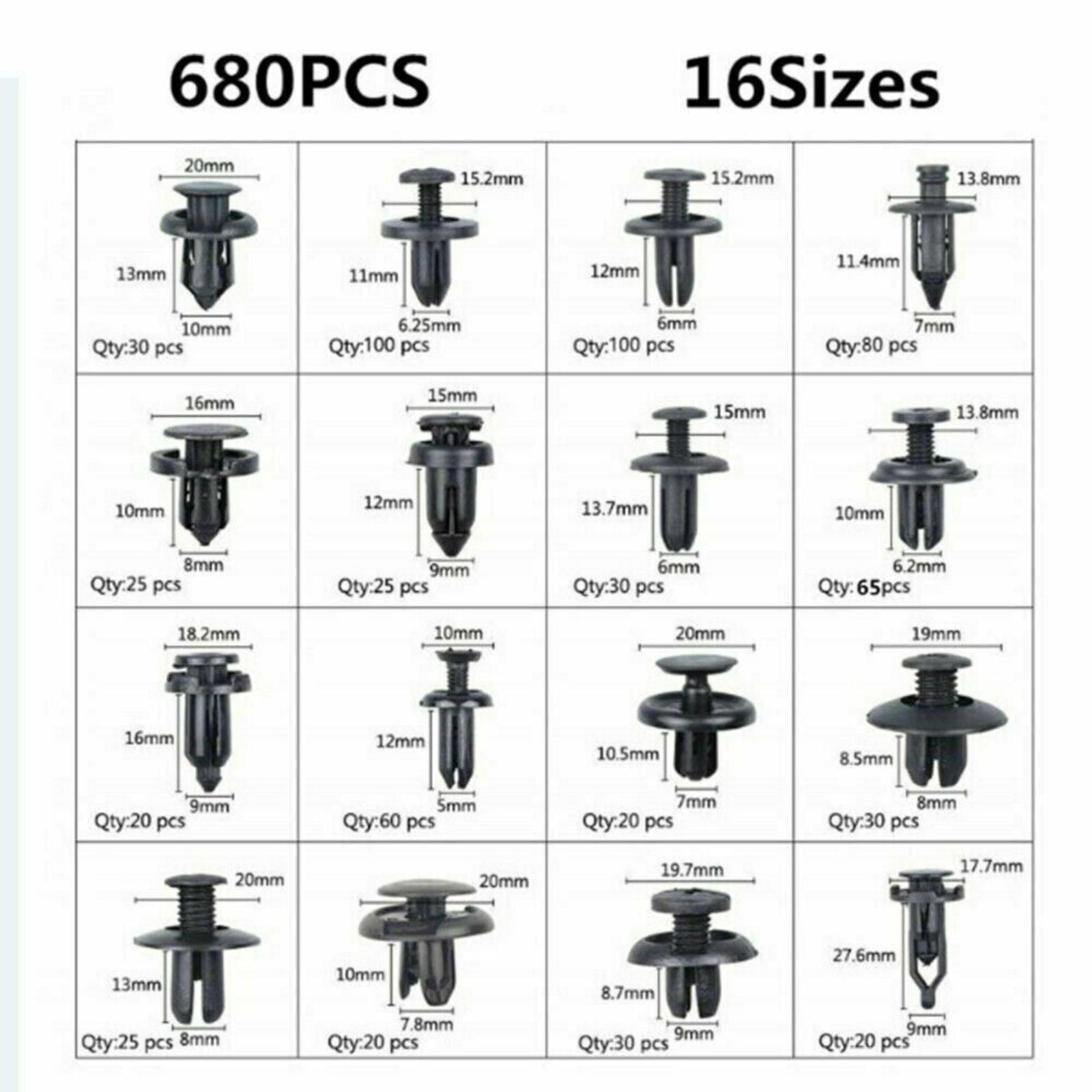 Auto Panel Bumper Rivet Retainer 731pcs Car Trim Body Clips Kit Plastic Fastener