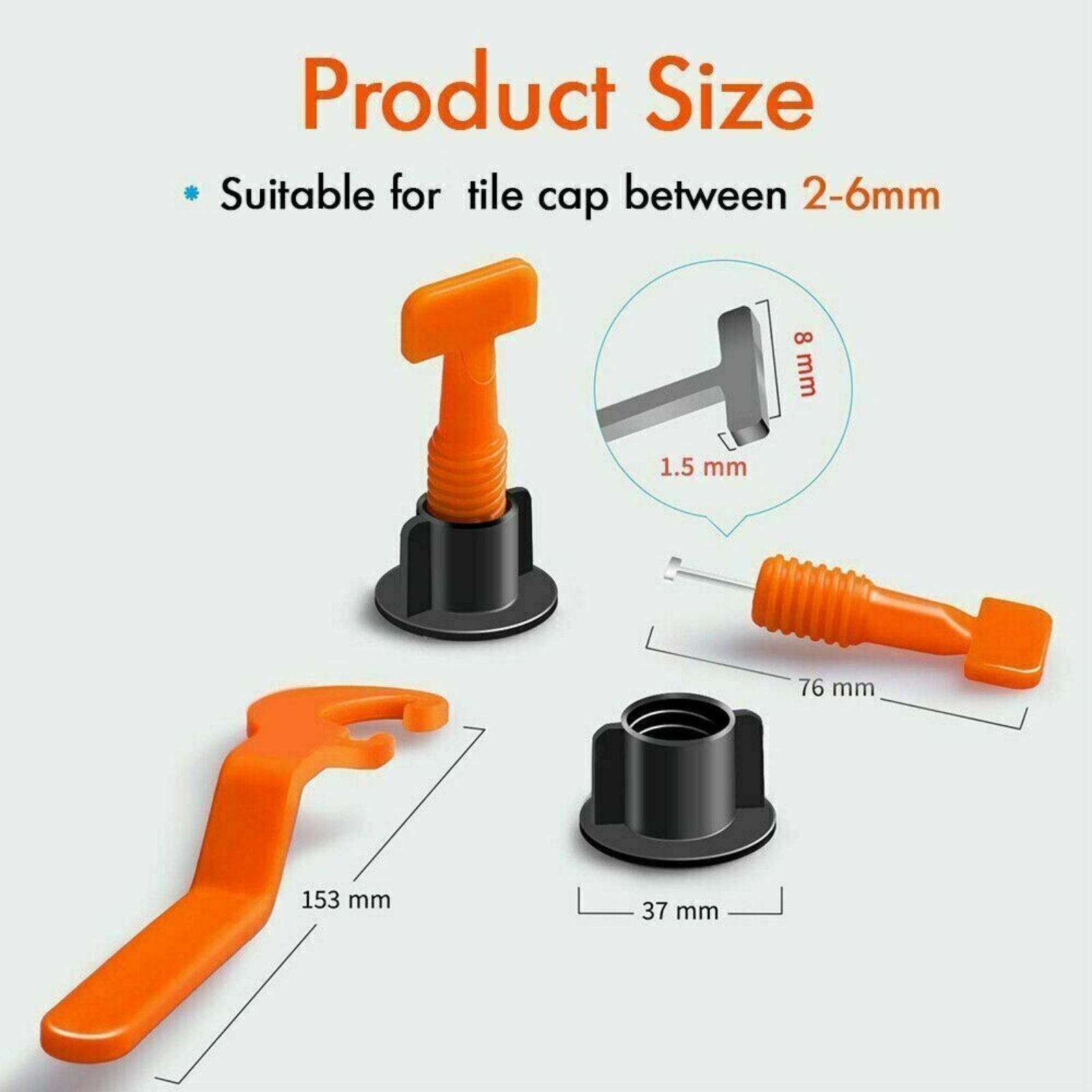 100pcs Floor Tiling Tool Tile Leveling System Clips Wall Wrench Levelling Spacer